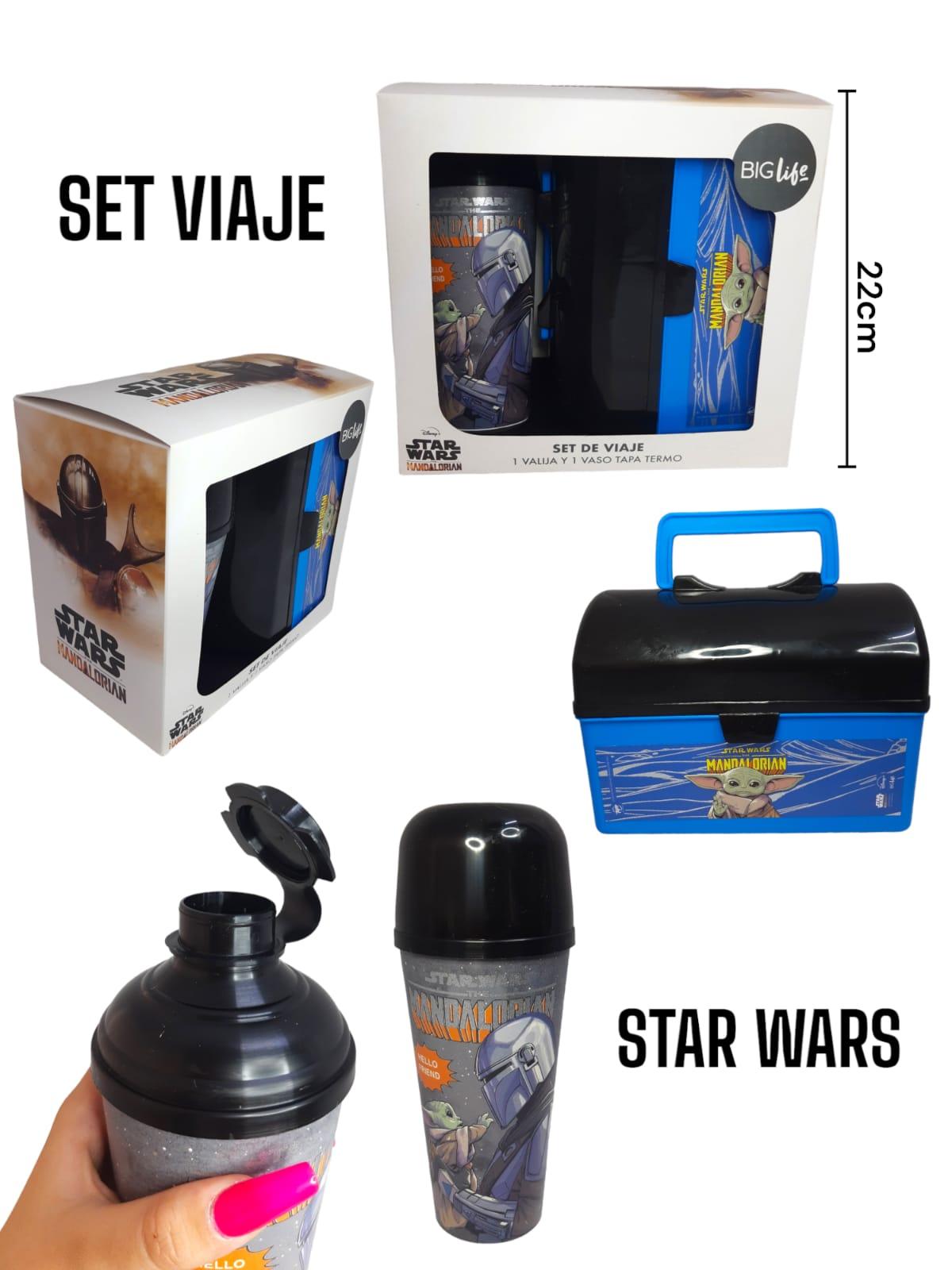 Set Viaje Valija + Vaso 18 OZ Tapa Termo Con Estuche Star Wars