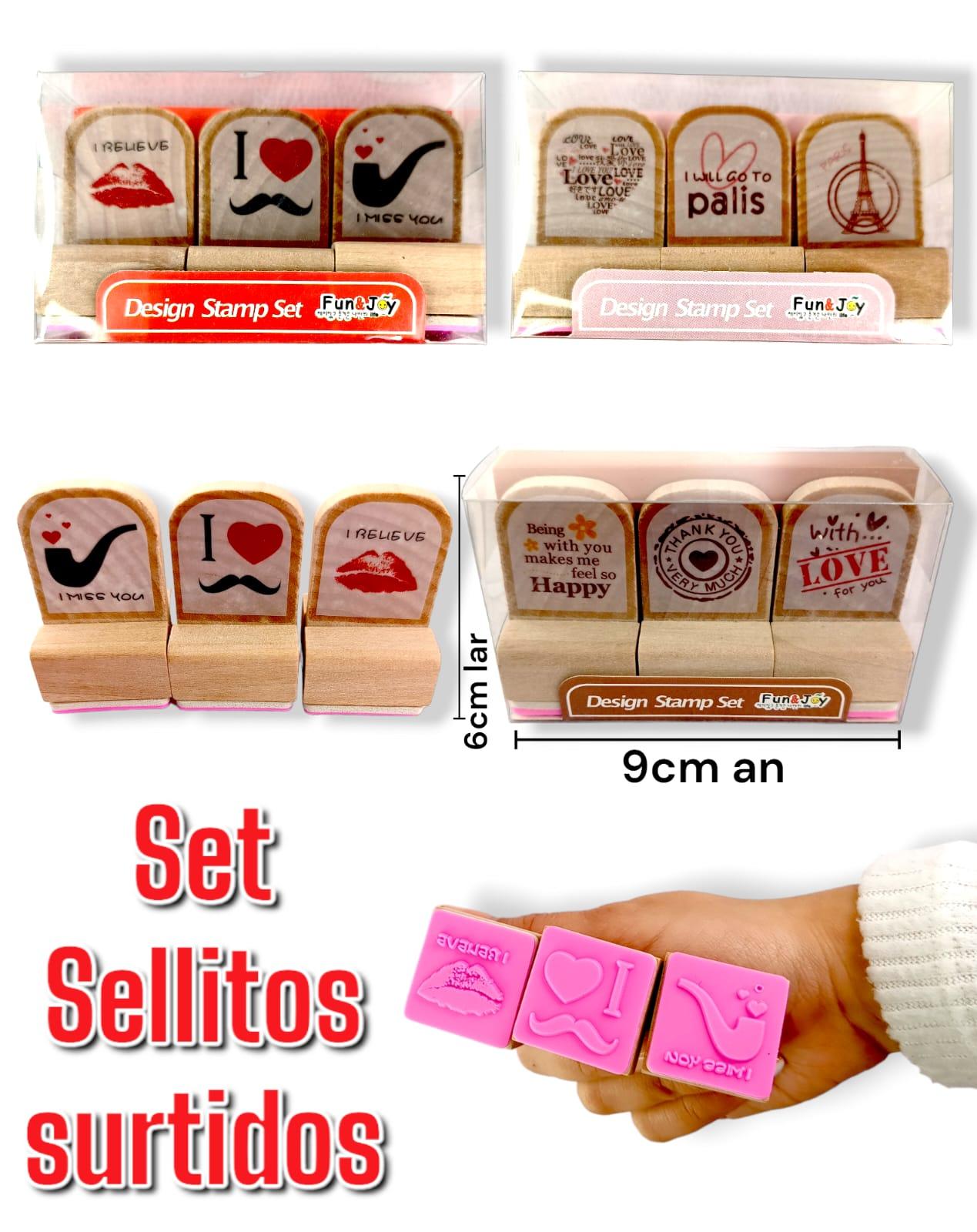 Set de Sellitos de madera Surtidos x 3