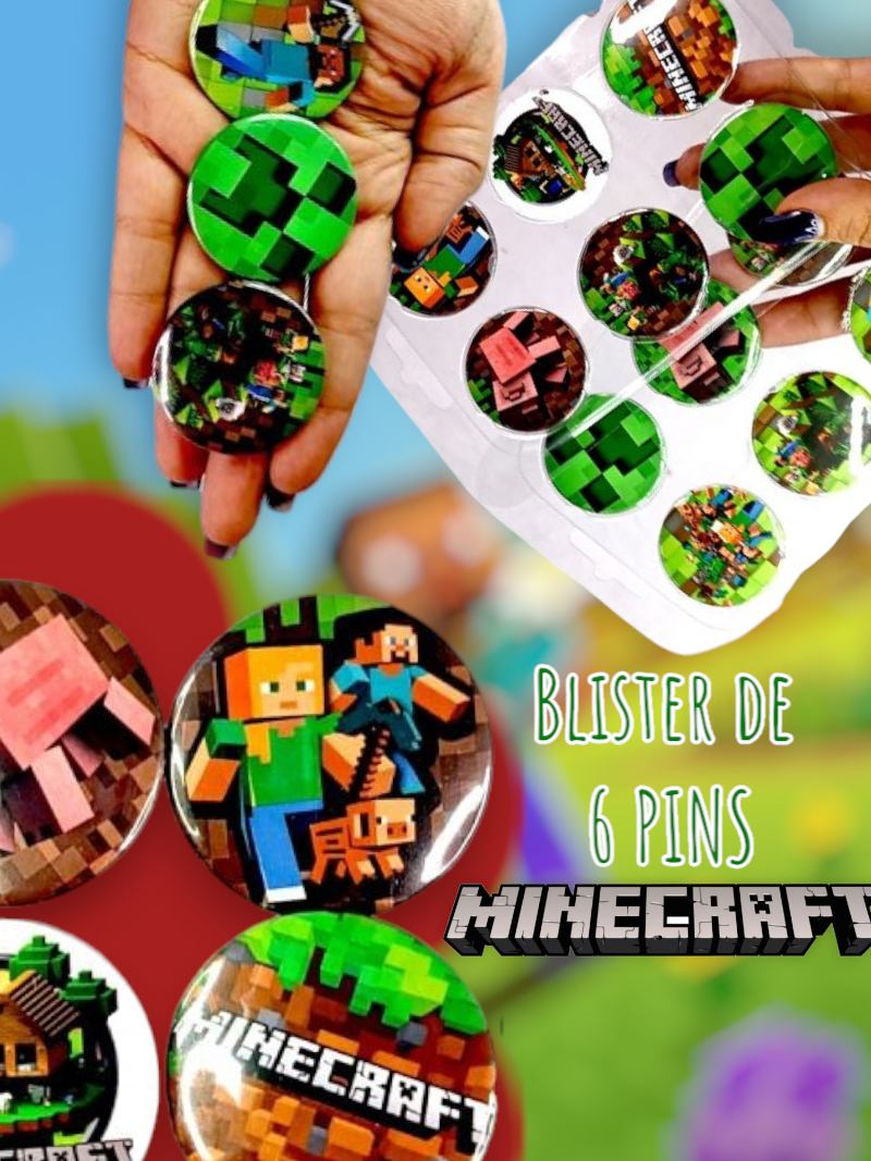 Blister de 6 PINS (Prendedor) MINECRAFT