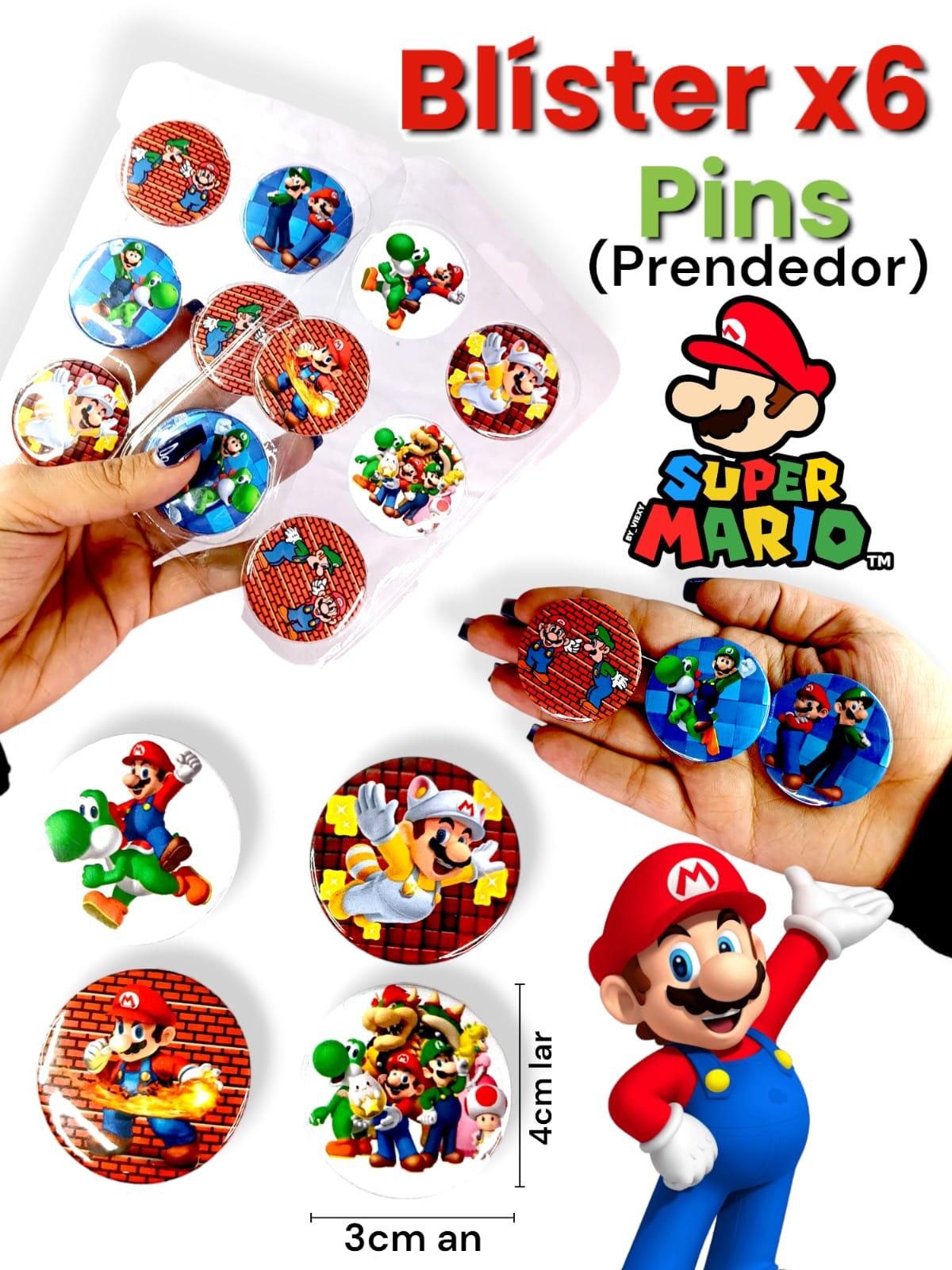 Blister de 6 PINS (Prendedor) SUPER MARIO BROSS