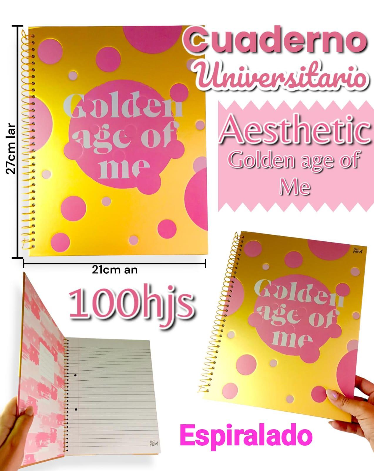 CUADERNO UNIVERSIATRIO AESTHETIC GOLDEN AGE OF ME Espiralado TAPA DURA 27cm