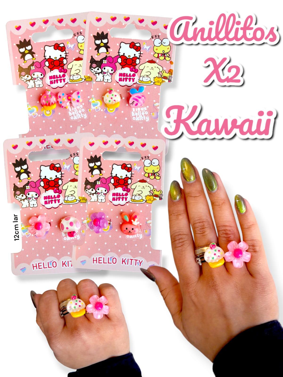 Anillos Aplique Acrilico  KAWAII en blíster
