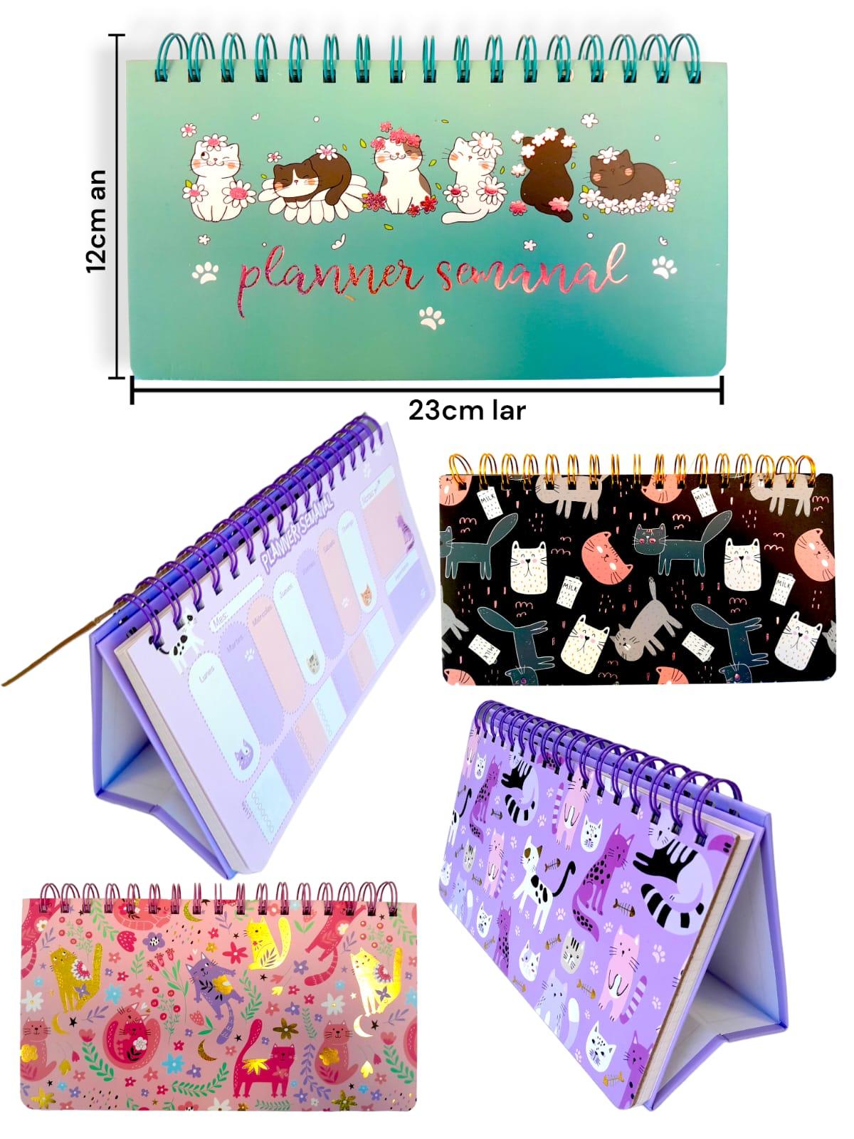 Planner Animales Kawaii gatitos 52 Hojas C/ Base