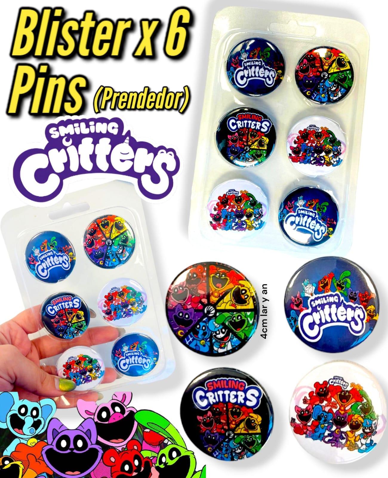 Blister de 6 PINS (Prendedor) SMILING CRITTERS