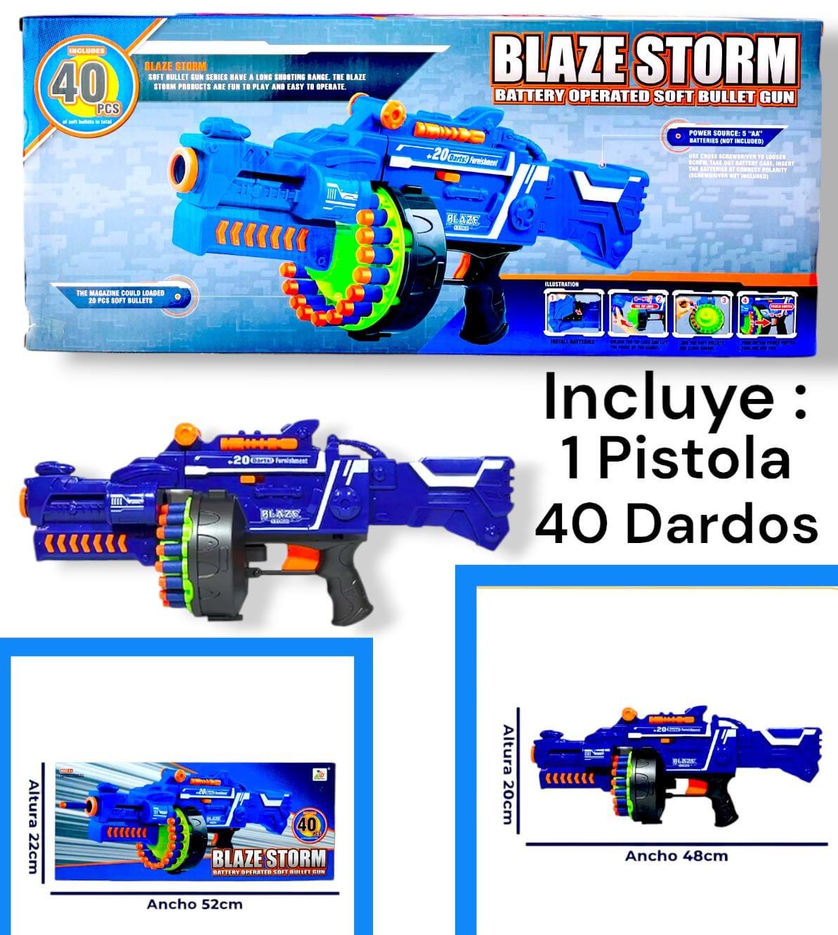 PISTOLA BLAZE STORM LANZA DARDOS BARREL 40 DARDOS