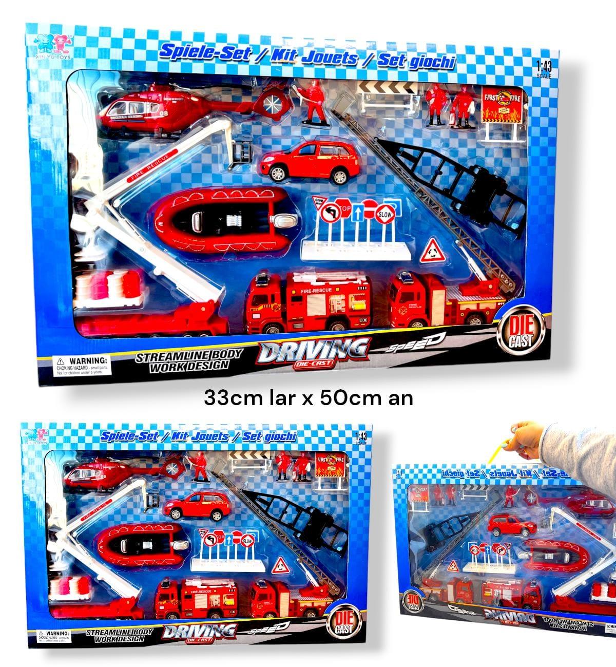 SET DE VEHICULOS DIE CAST 1:43 20 PIEZAS 3 MODELOS bombero