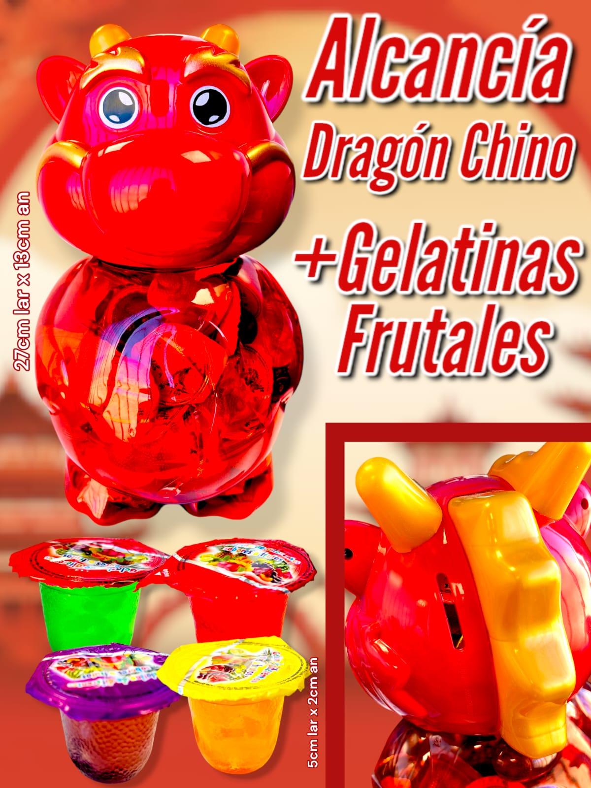 Gelatinas frutales + Alcancia  DRAGON CHINO de regalo