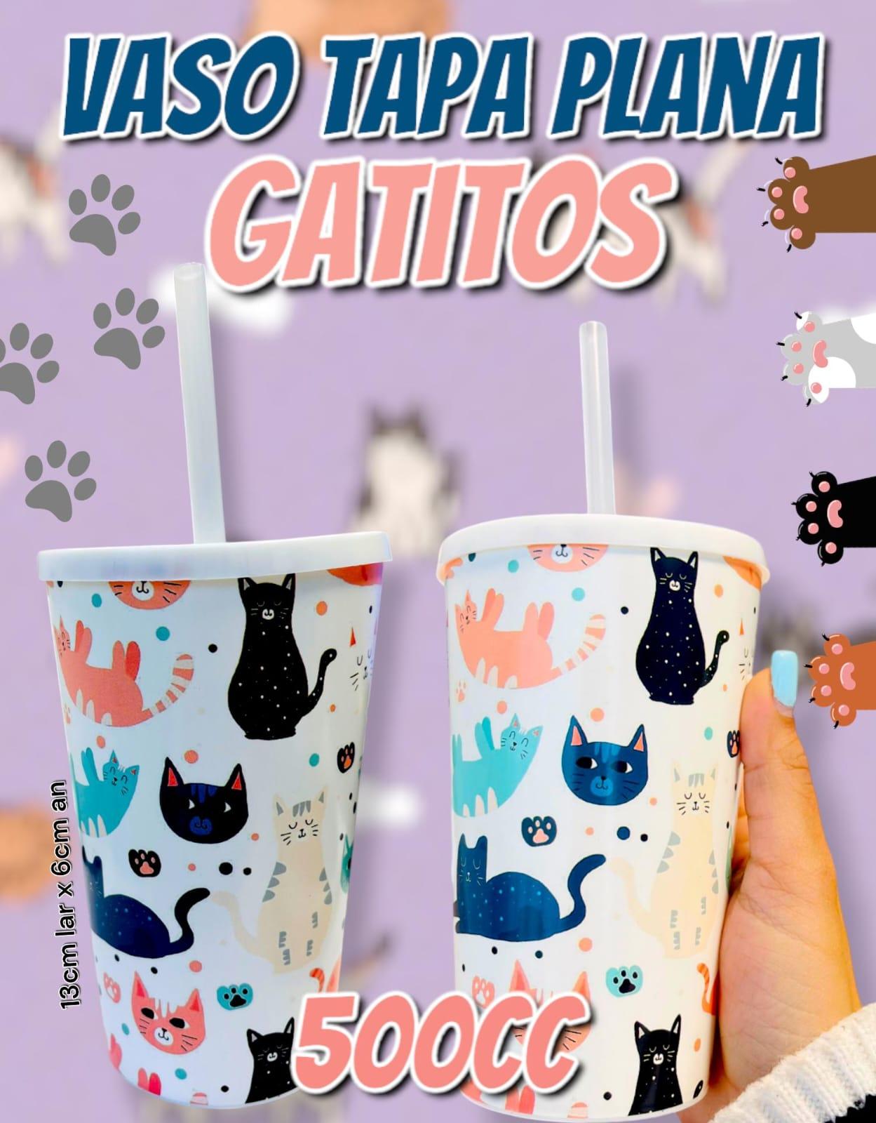 Vaso Tapa Plana con Sorbete GATITOS 500cc