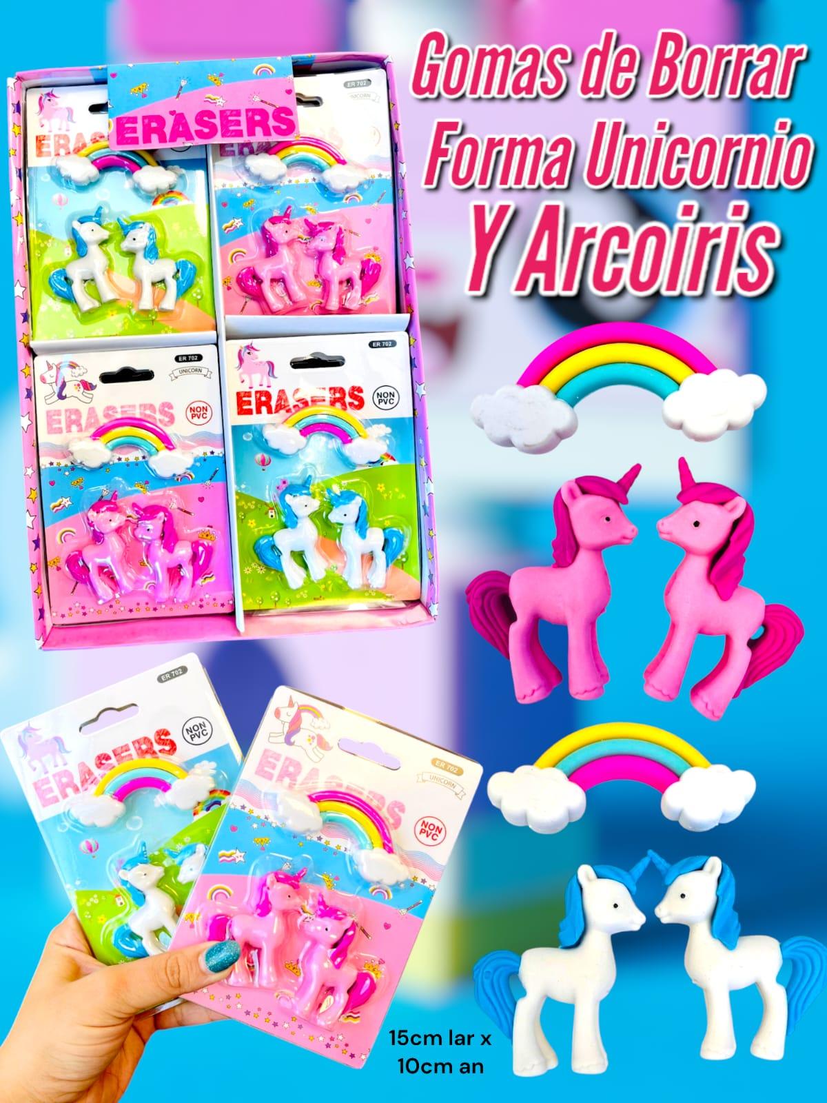 Goma de Borrar Forma Unicornio y Arcoiris 