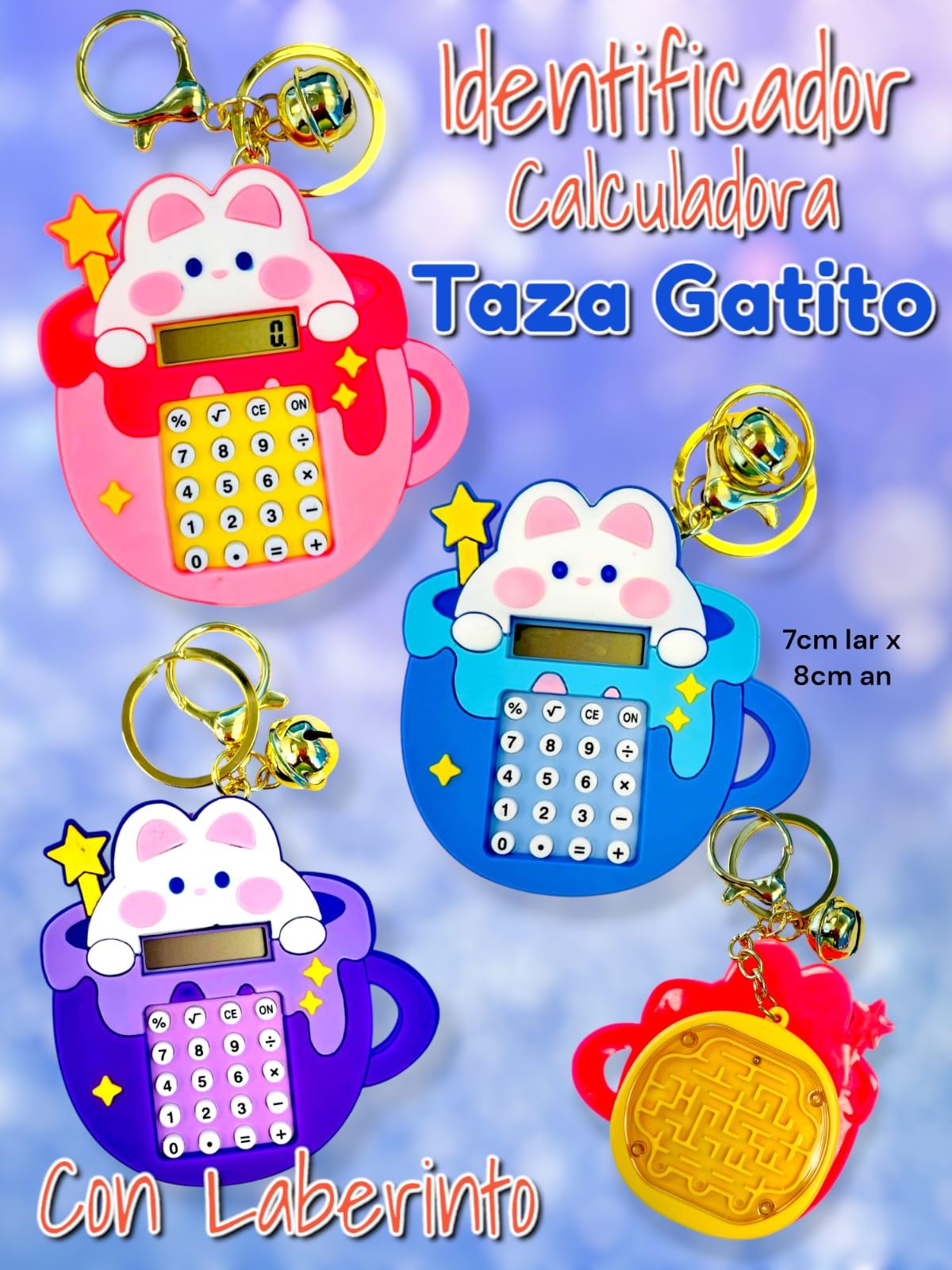 Llavero Identificador Calculadora Laberinto Taza Gatito 
