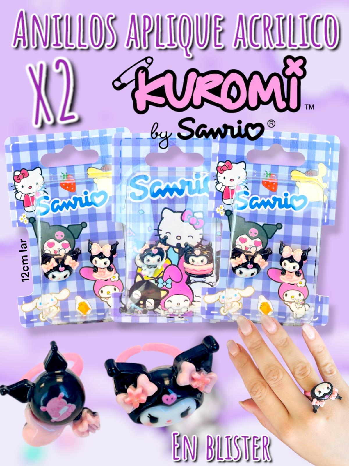 Anillo Aplique Acrilico x2 Kuromi en Blister