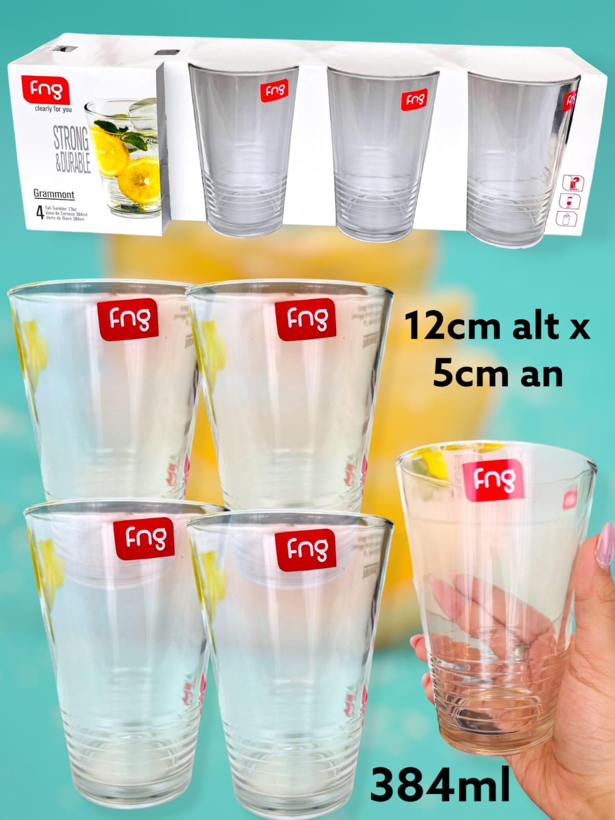 Set Vasos de Vidrio x4 FNG 384ml