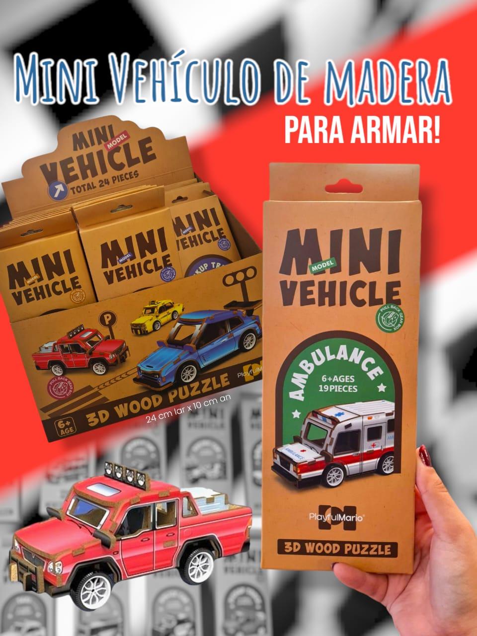 Mini Vehiculo de Madera 3D Para Armar