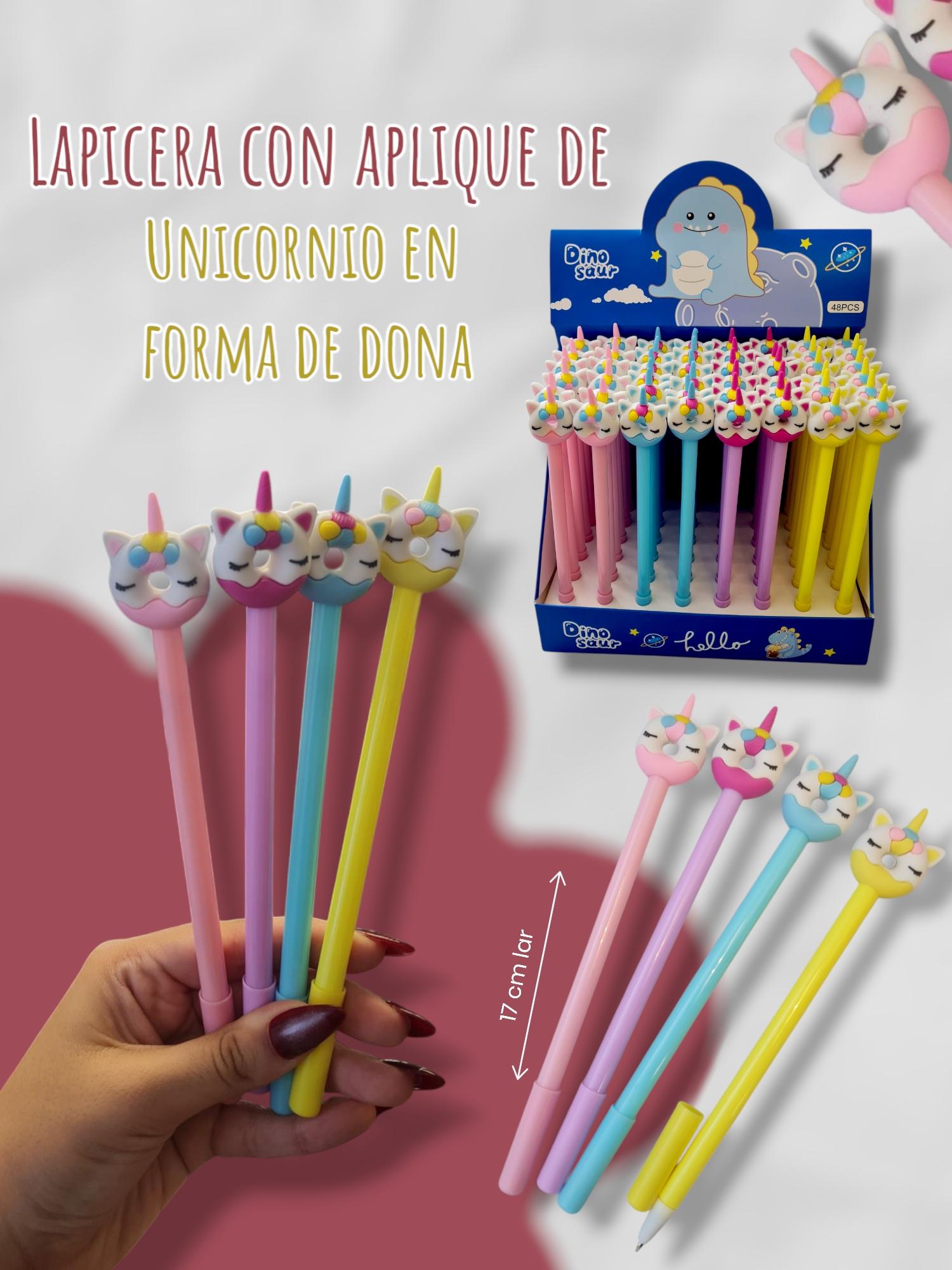 Lapicera Con Aplique de Unicornio en forma de dona