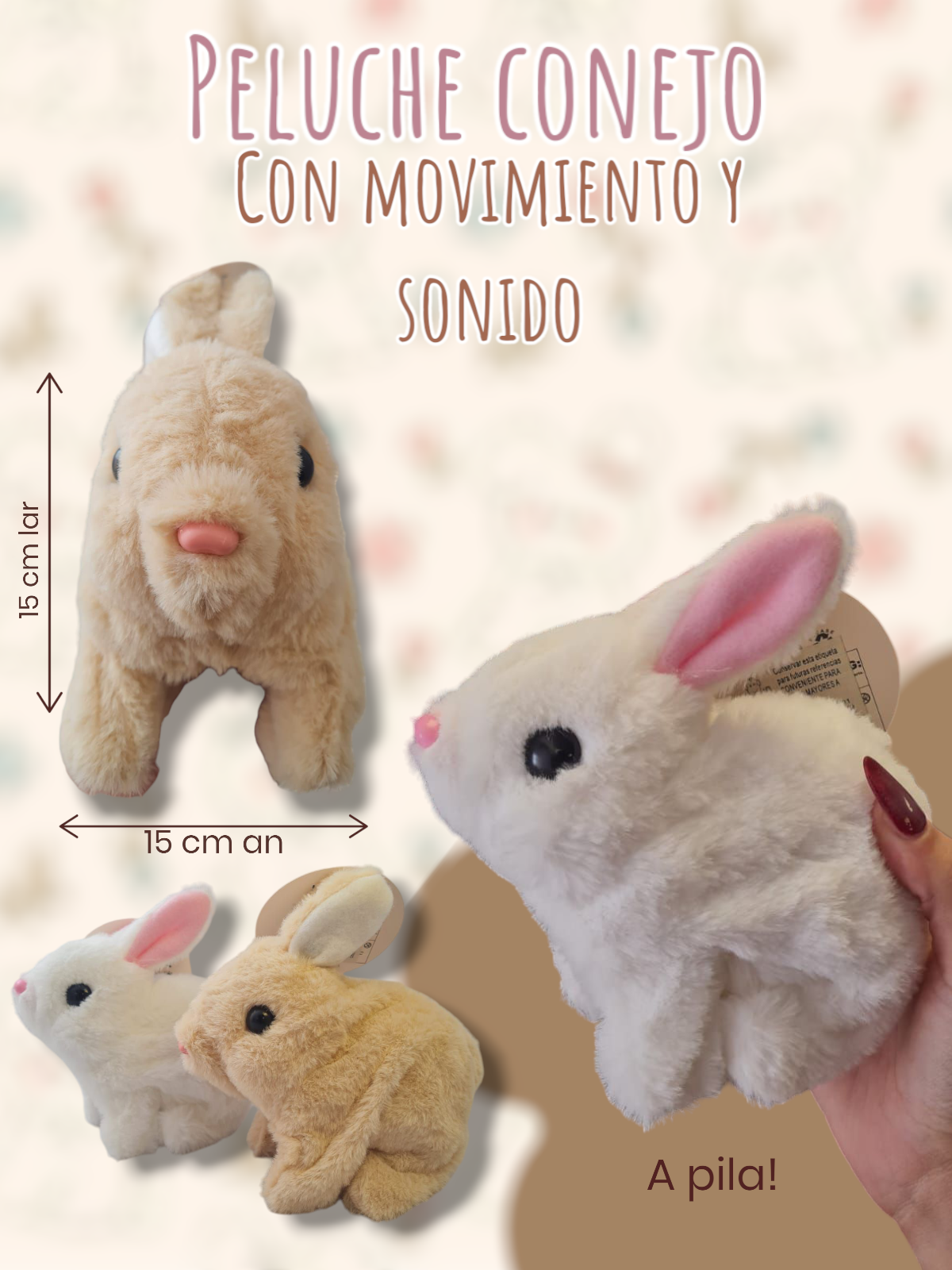 Peluche Conejo con Movimiento y Sonido a pila