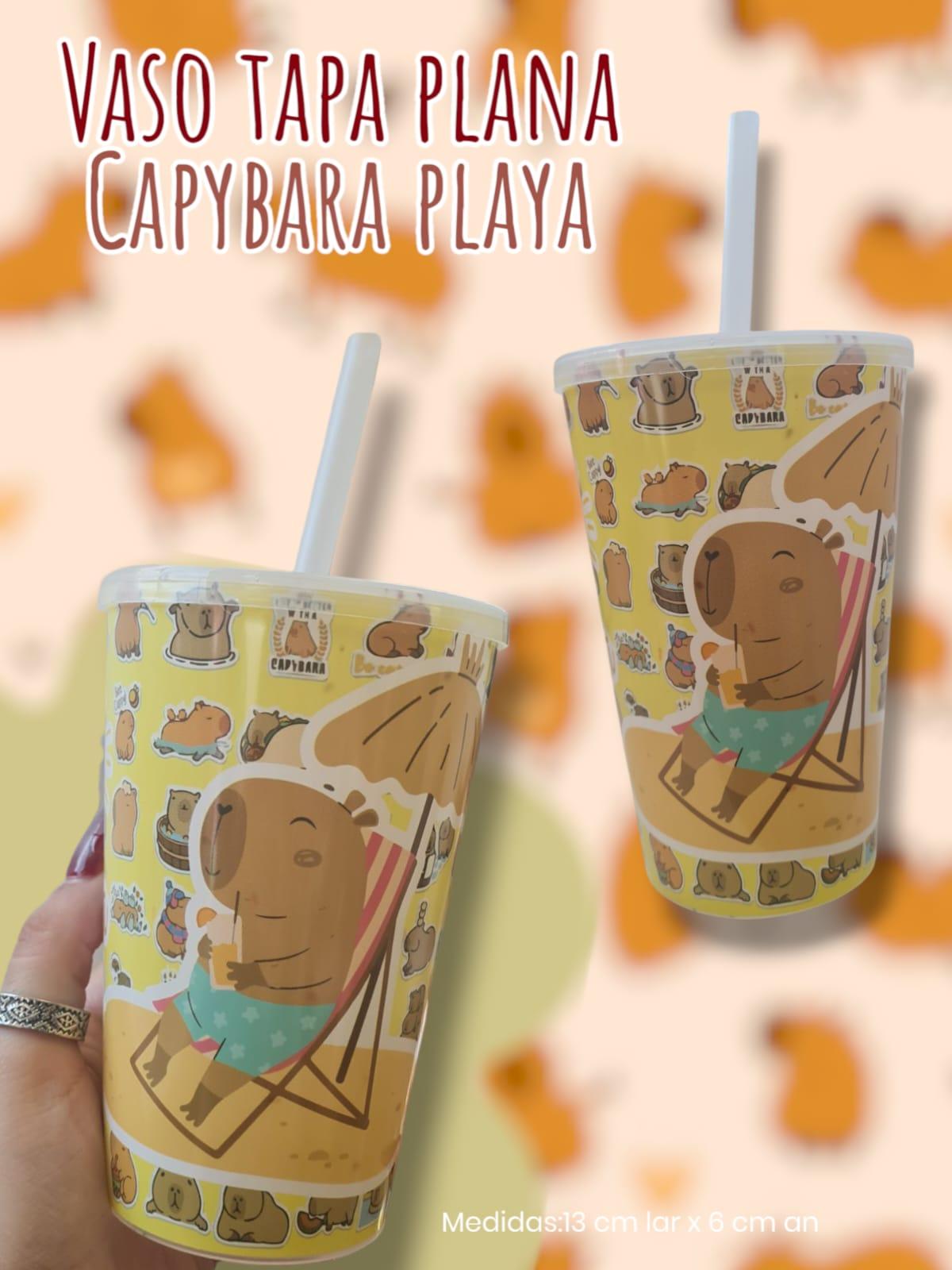 Vaso Tapa Plana con Sorbete Capybara Playa