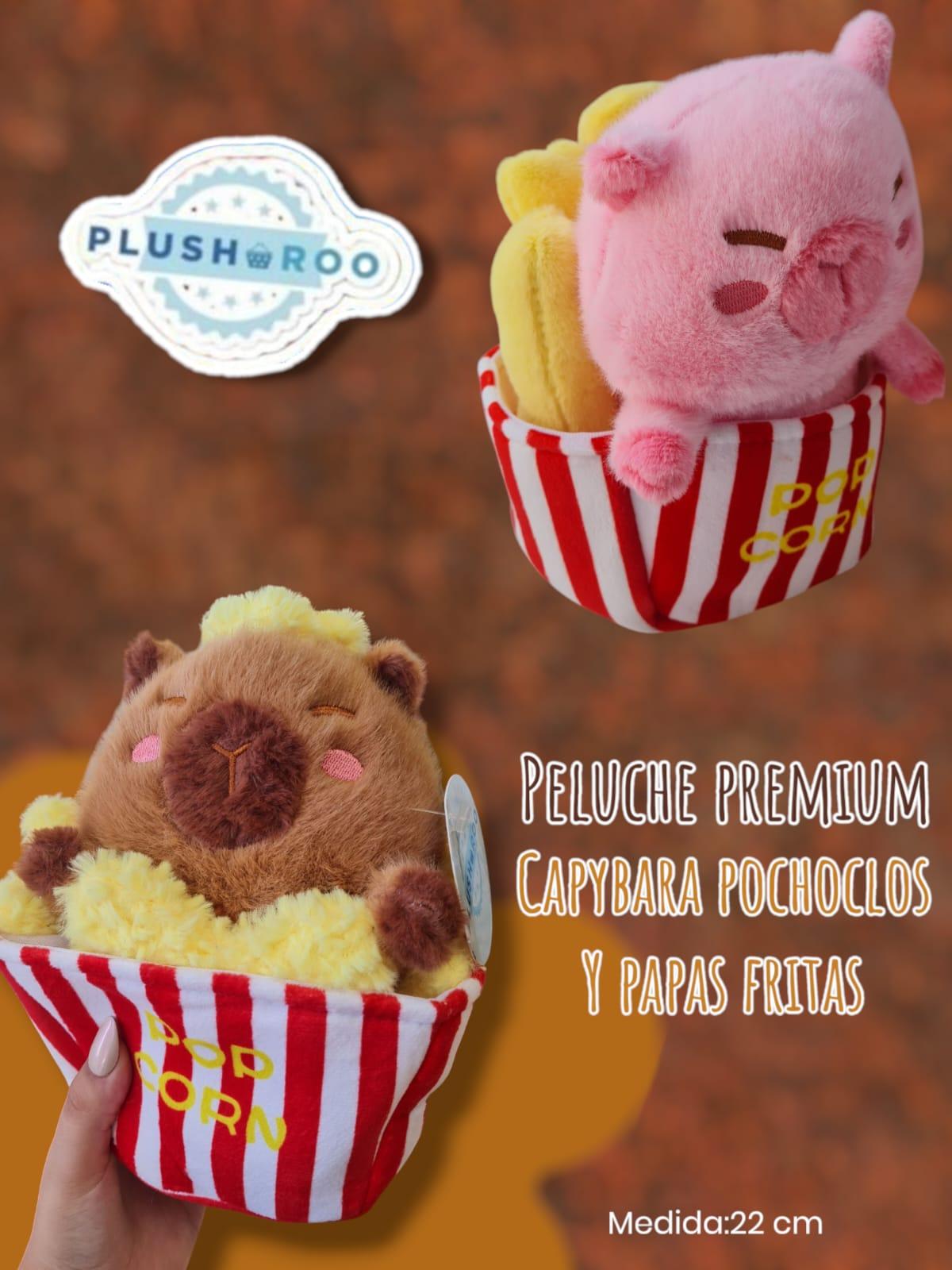 Peluche Premium PLUSHAROO Capybara Pochoclo y Papas Fritas 22cm