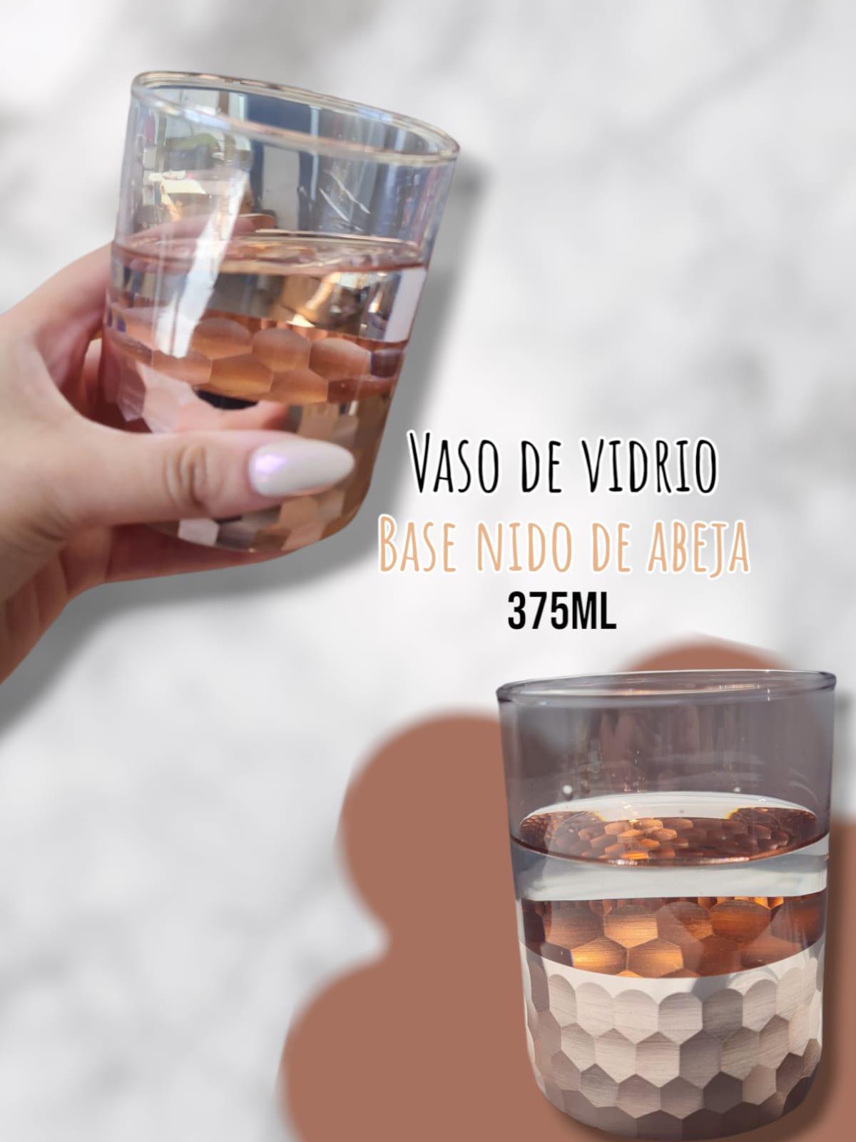 Vaso de Vidrio Base Nido de Abeja 375ml
