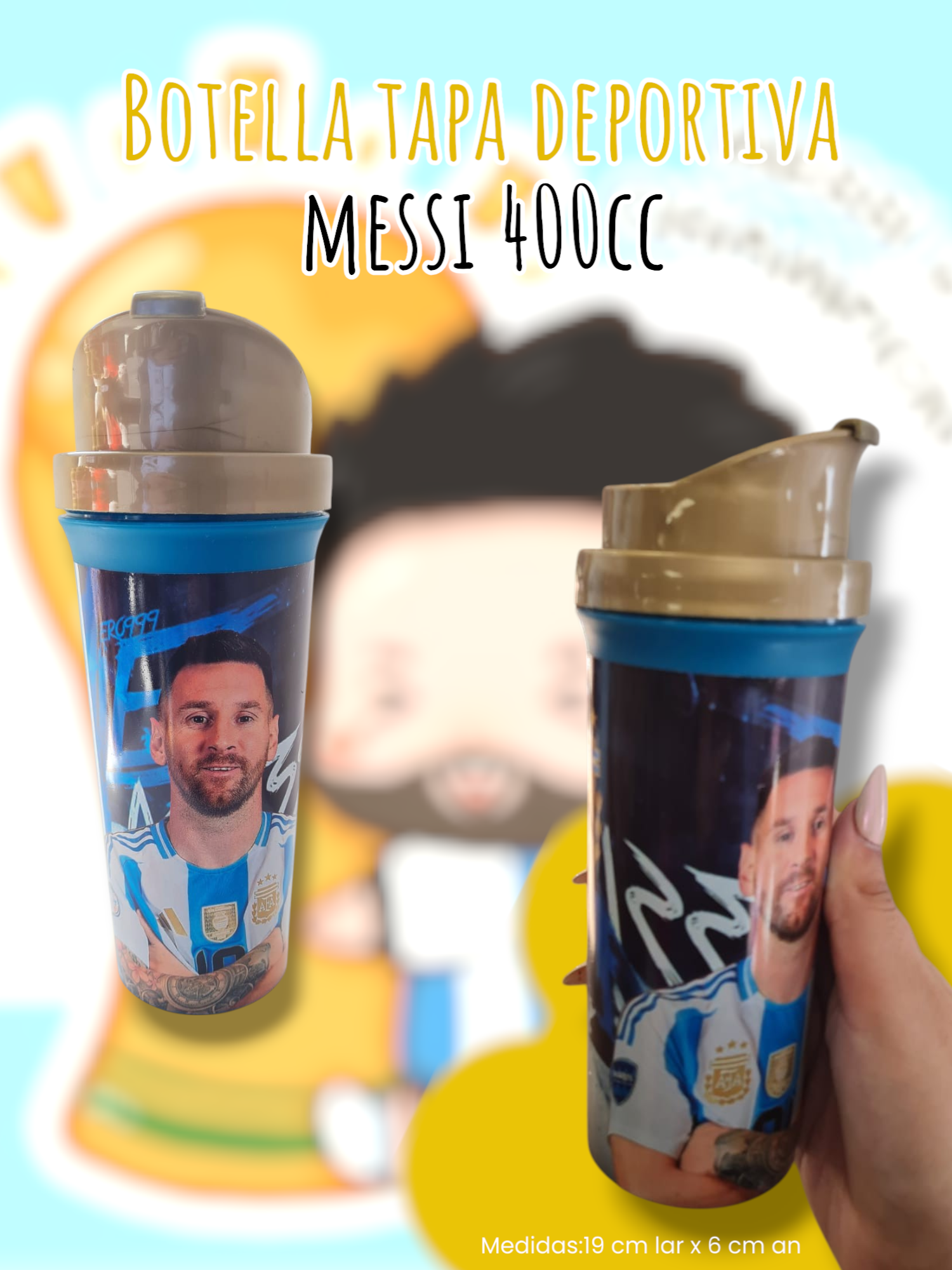 Botella Tapa Deportiva Messi 400cc