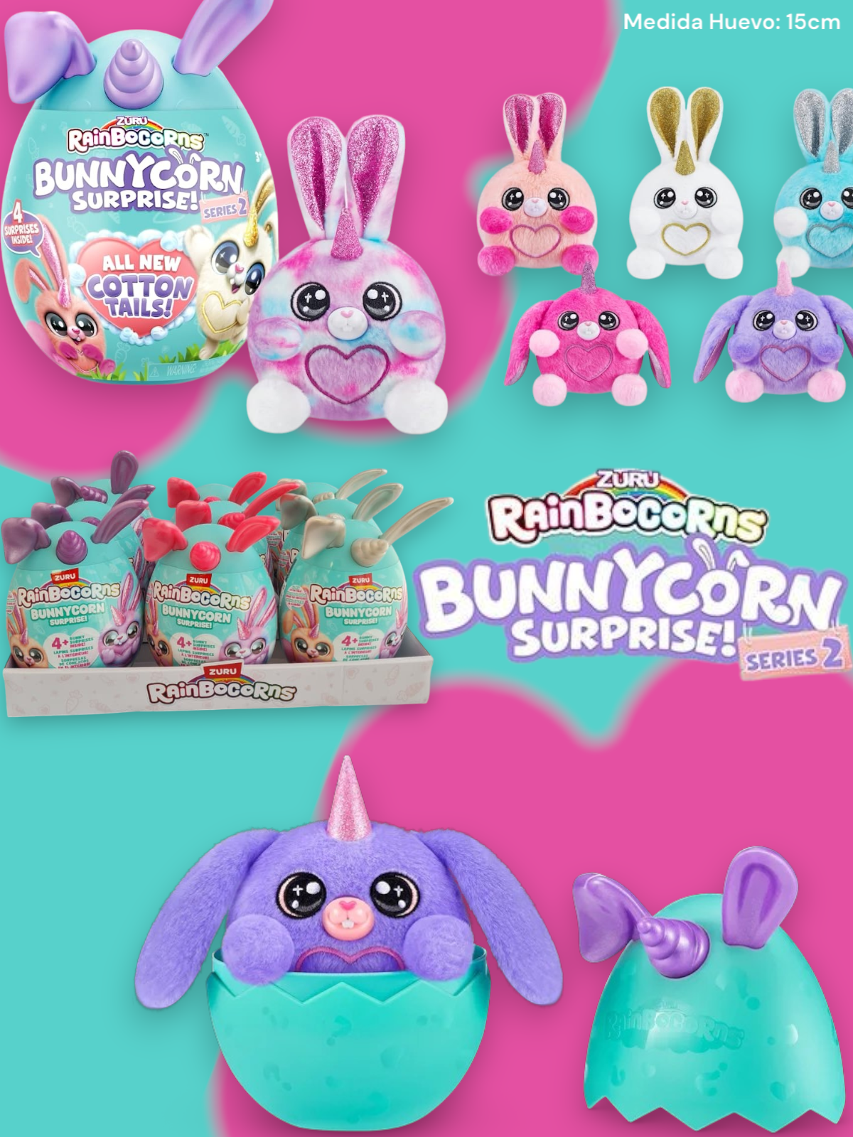 Rainbocorn  Huevo Sorpresa Bunnycorn con Exhibidor Surtido 15cm