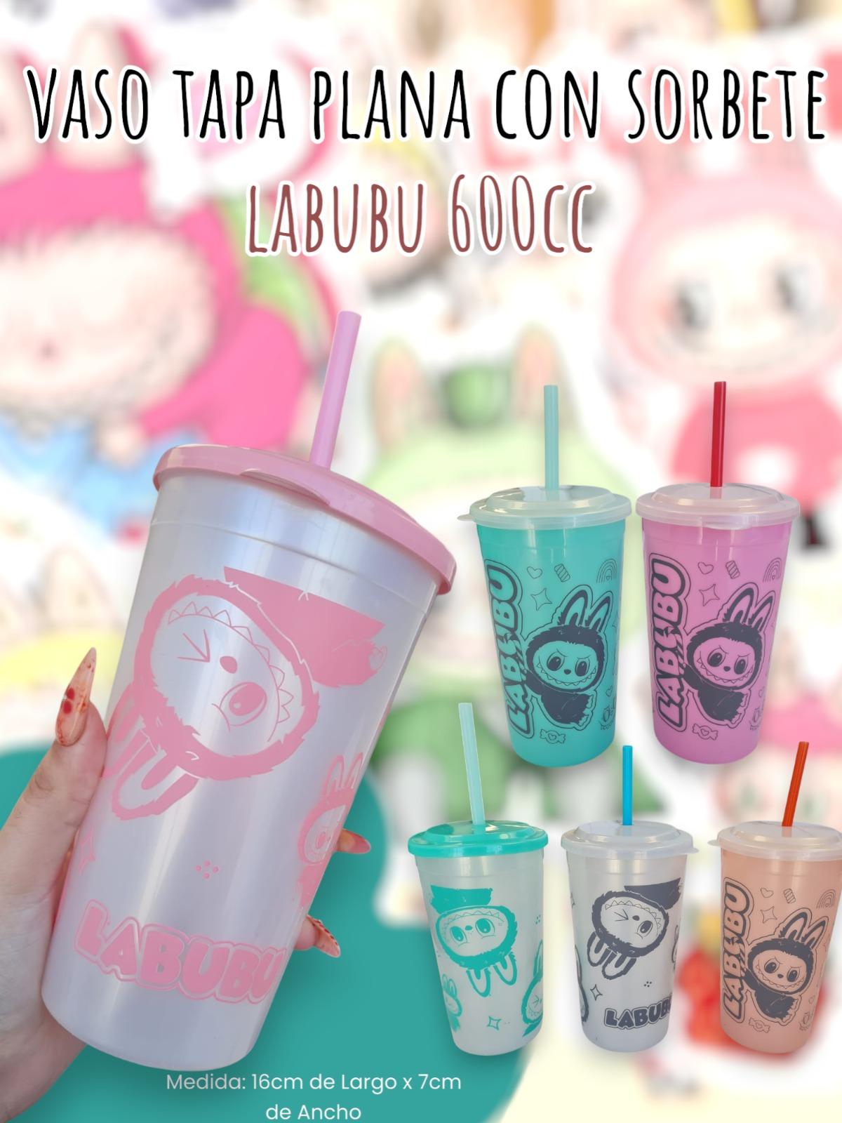 Vaso Tapa Plana Con Sorbete Labubu 600cc