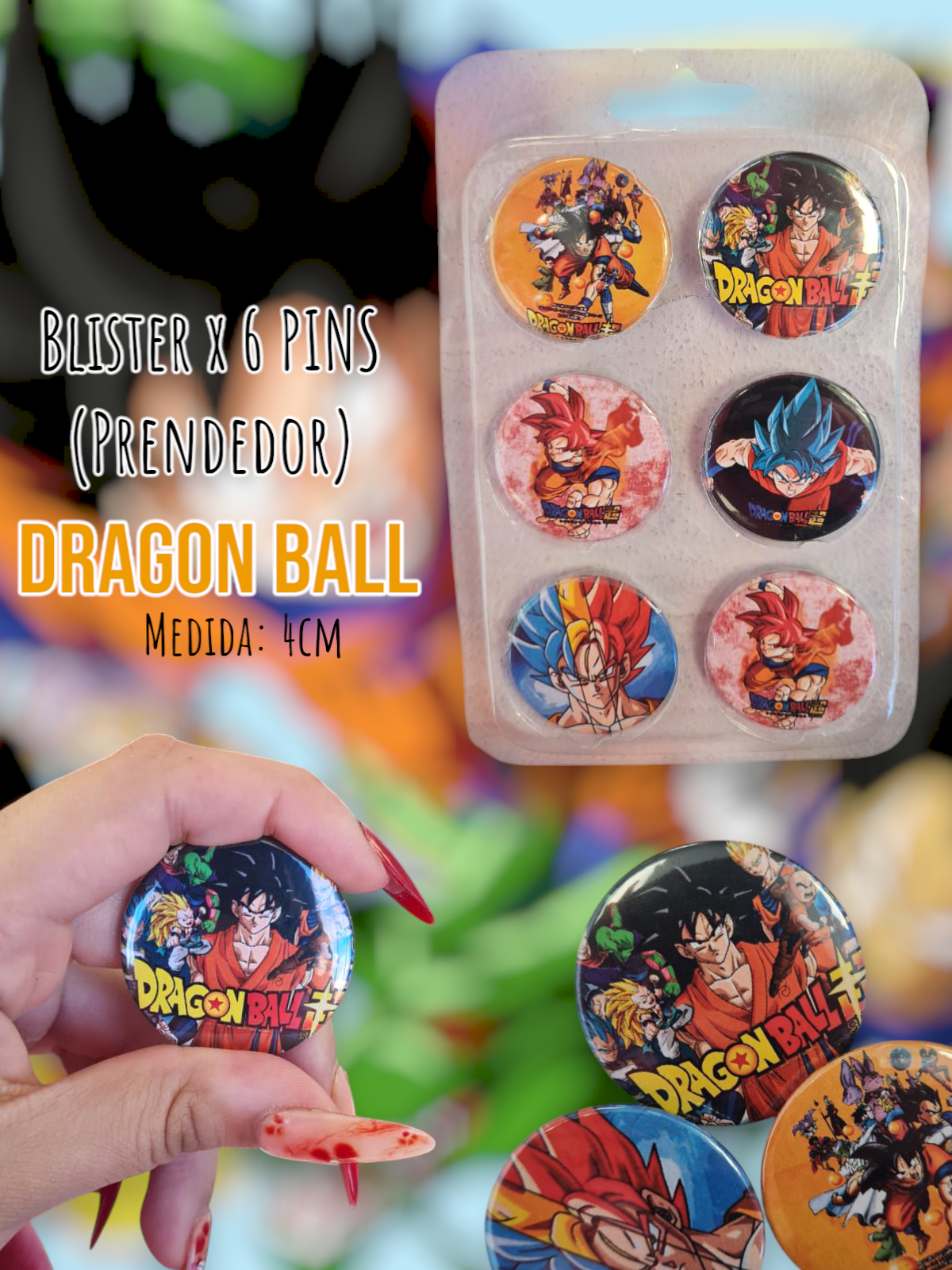 Blister de 6 PINS (Prendedor) Dragon Ball