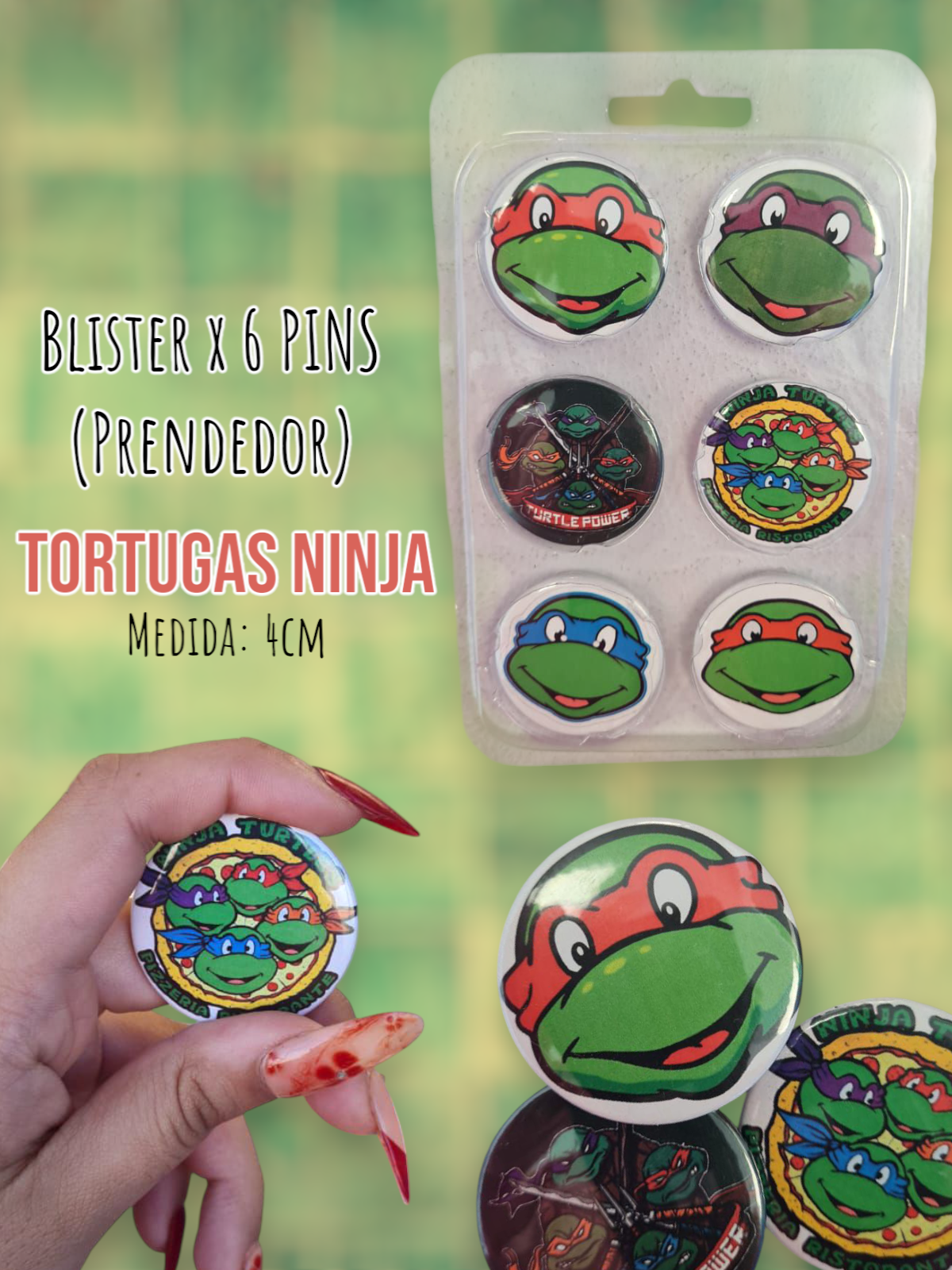 Blister de 6 PINS (Prendedor) Tortugas Ninja