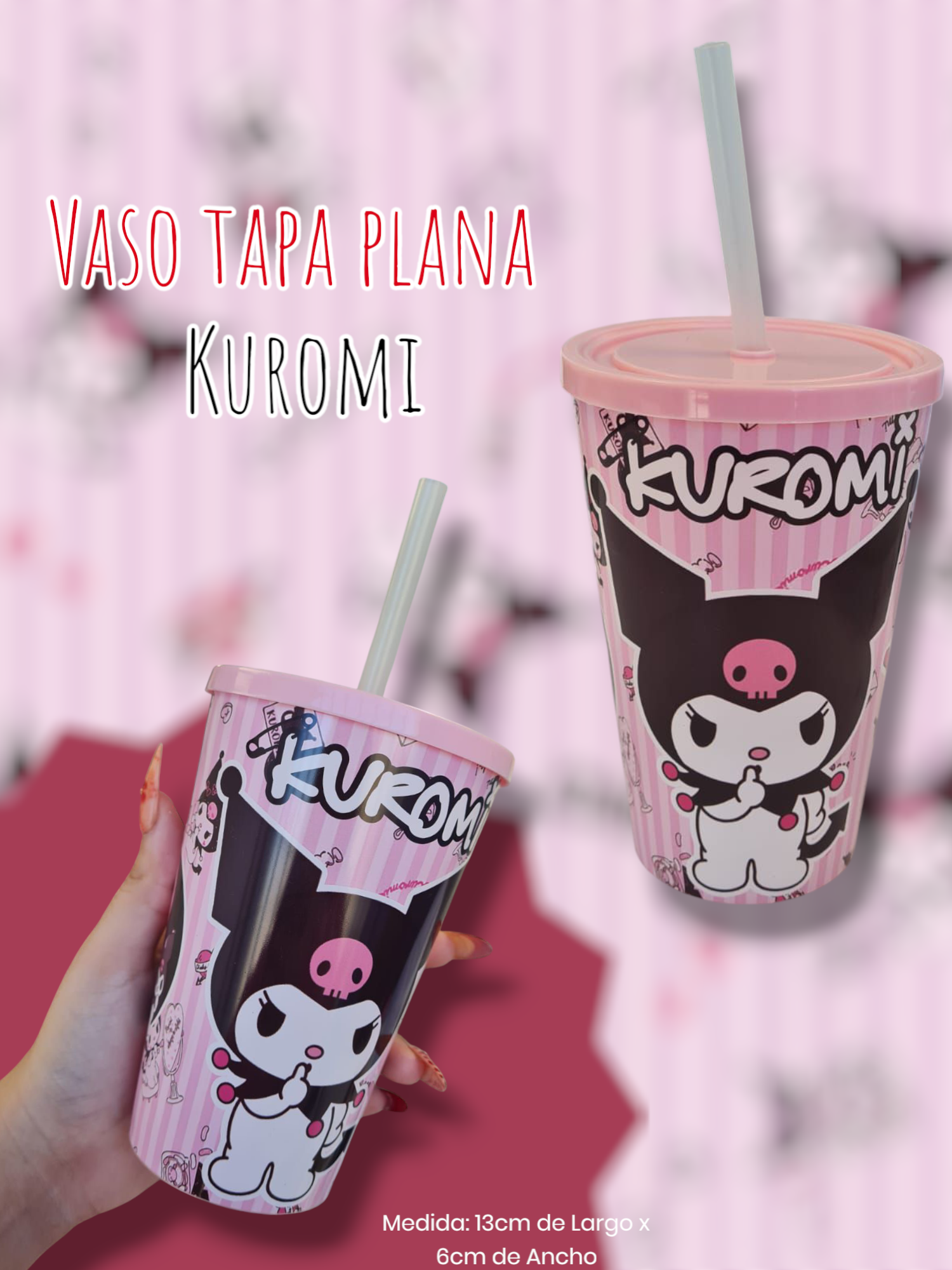 Vaso Tapa Plana Kuromi 