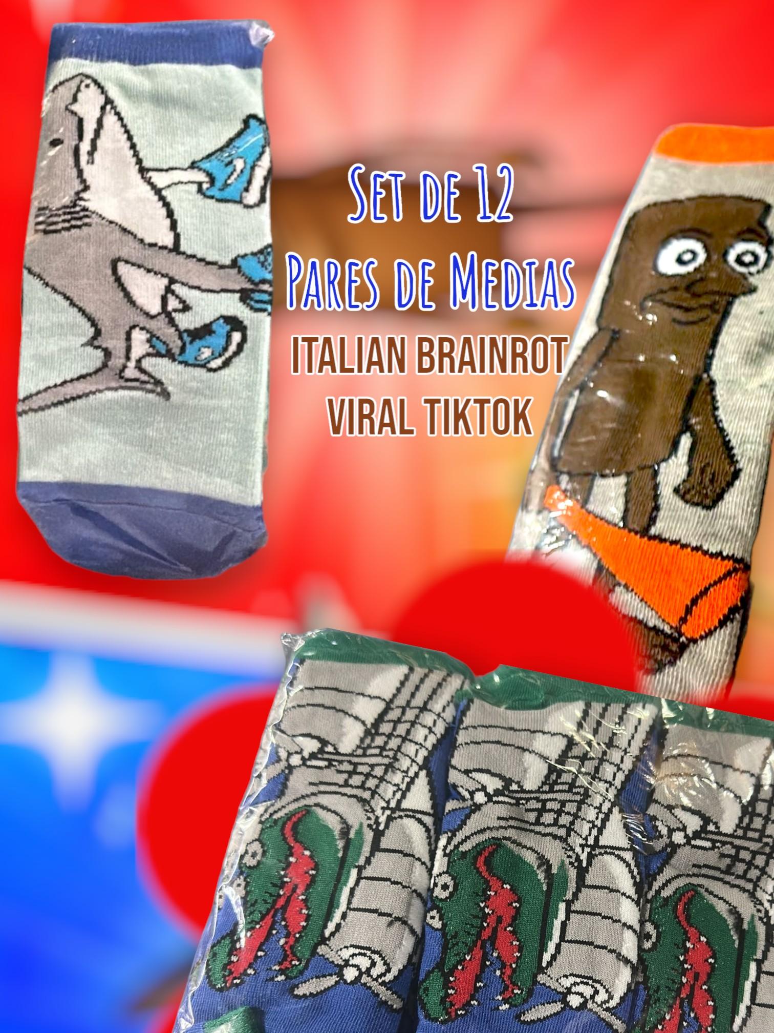 Set de 12 Pares de Medias Italian Brainrot Viral TikTok 