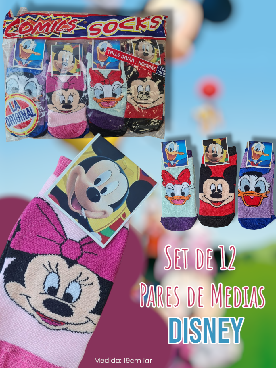 Set de 12 Pares de Medias Disney