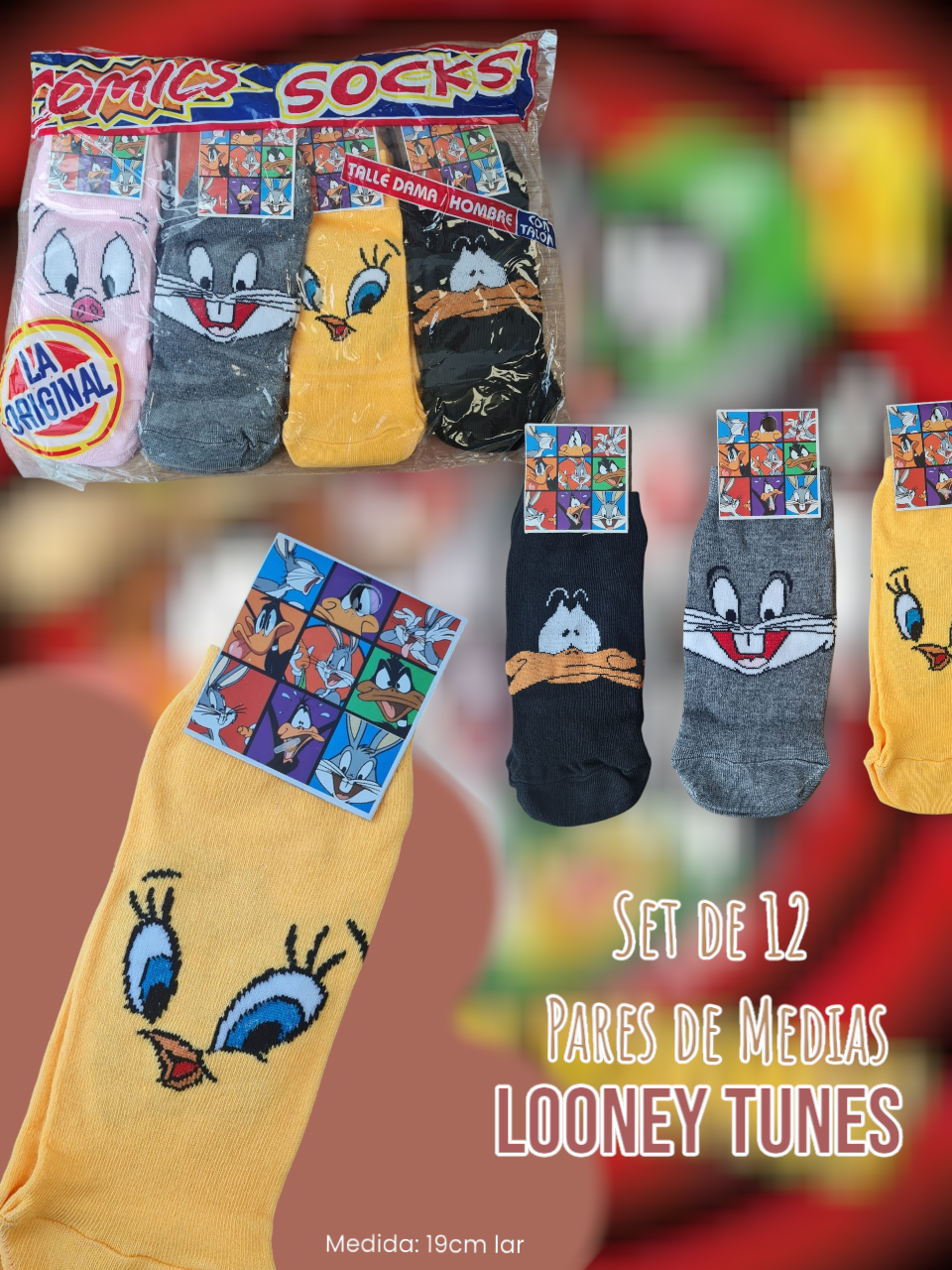 Set de 12 Pares de Medias Looney Tunes