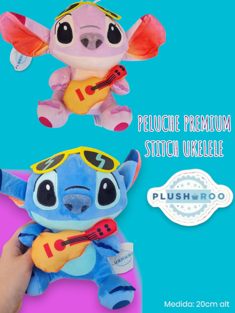 Peluche Premium PLUSHAROO Stitch Ukelele 20cm