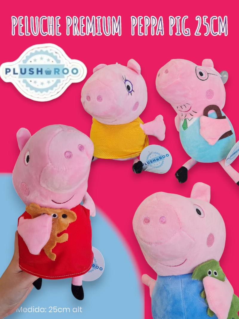 Peluche Premium PLUSHAROO Peppa Pig 25cm
