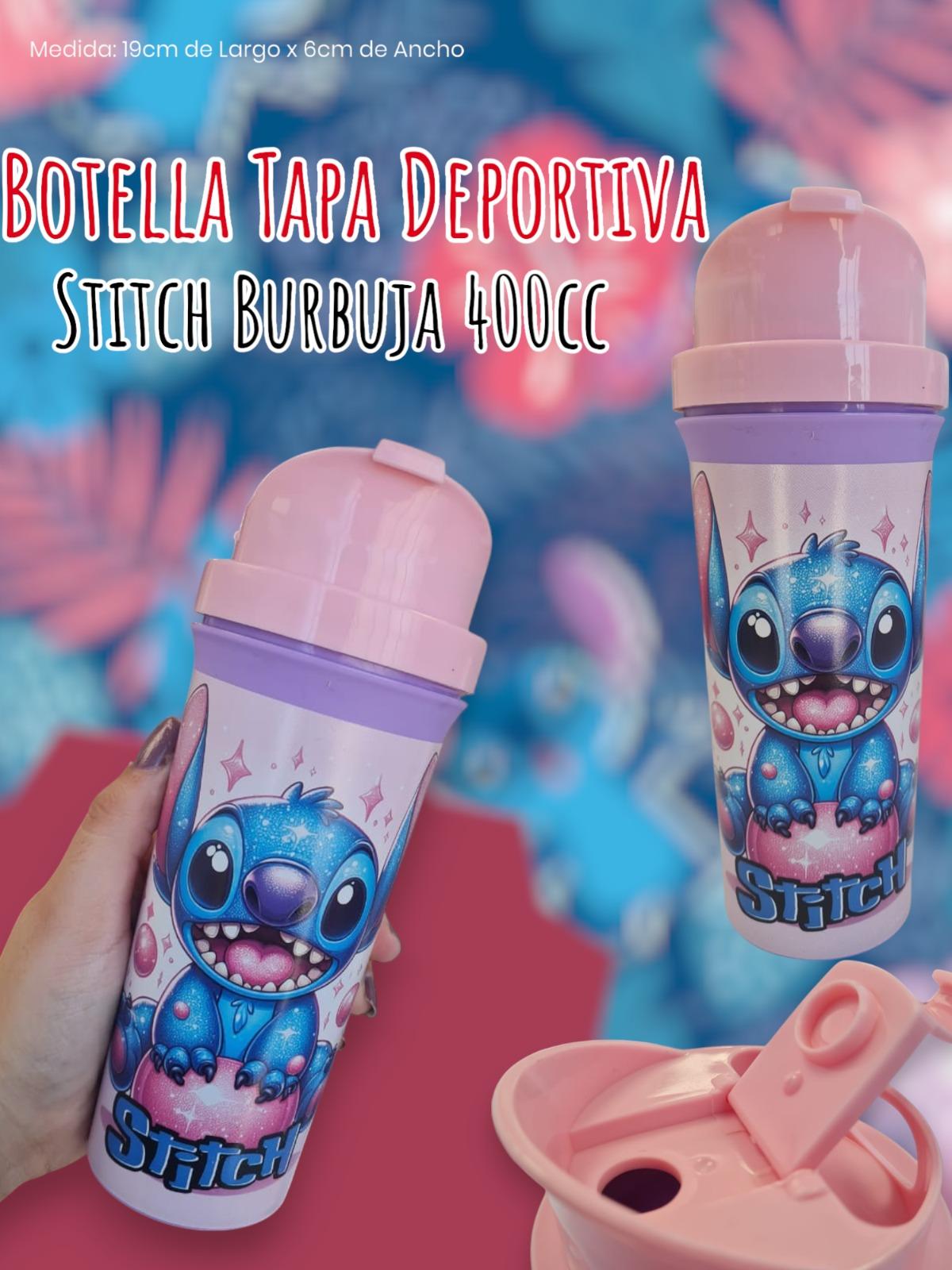Botella Tapa Deportiva Stitch Burbuja 400cc