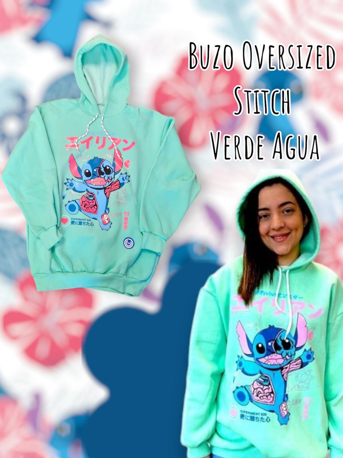 Buzo Oversized Stitch Verde Agua