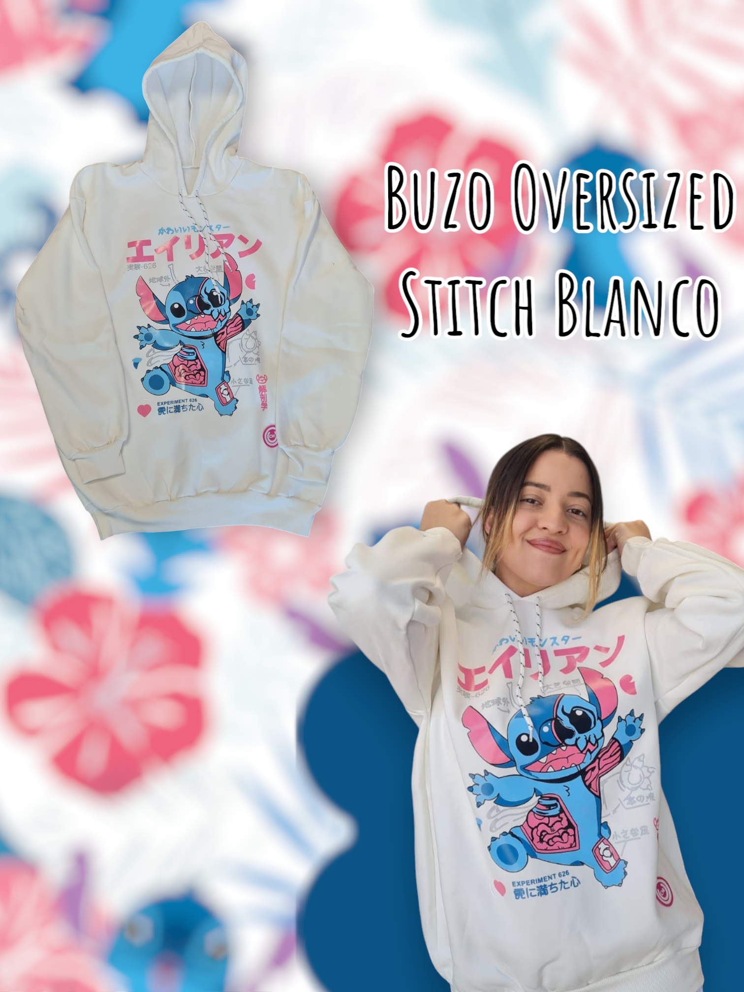 Buzo Oversized Stitch Blanco