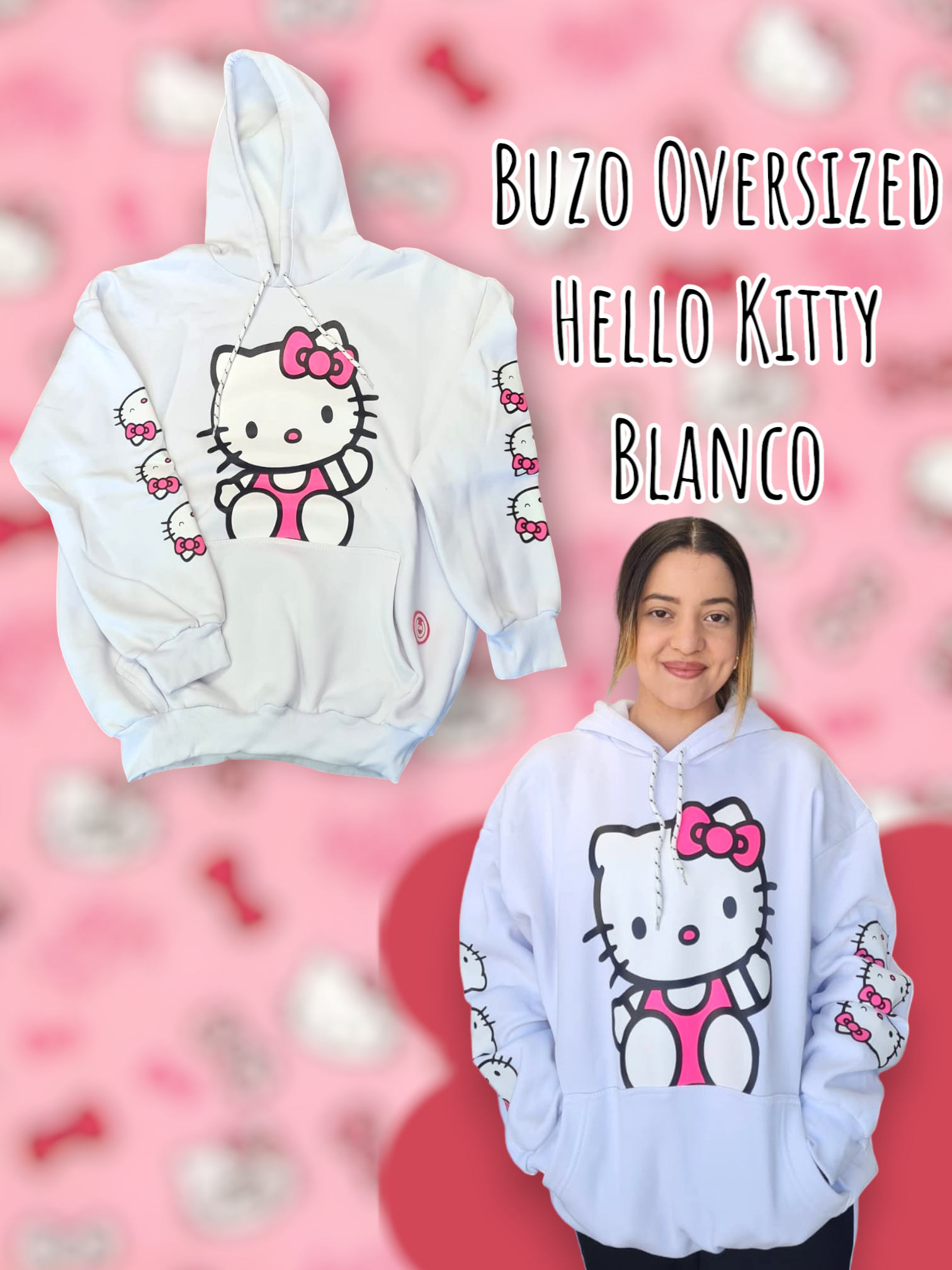 Buzo Oversized Hello Kitty Blanco