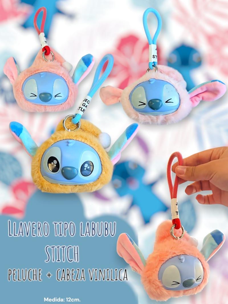 Identificador de mochila tipo labubu STITCH peluche + cabeza vinilica