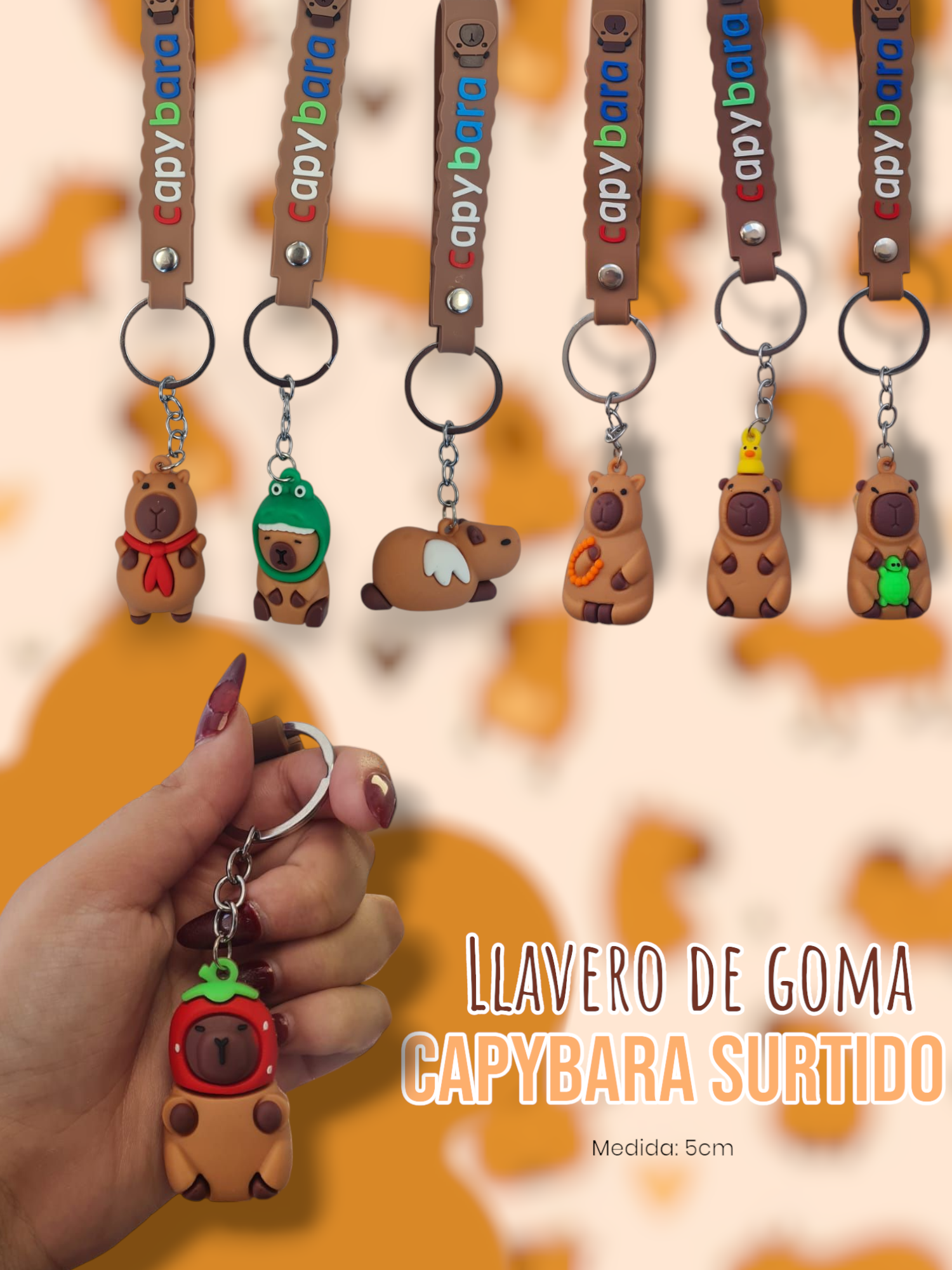 Llavero de Goma Capybara Surtido