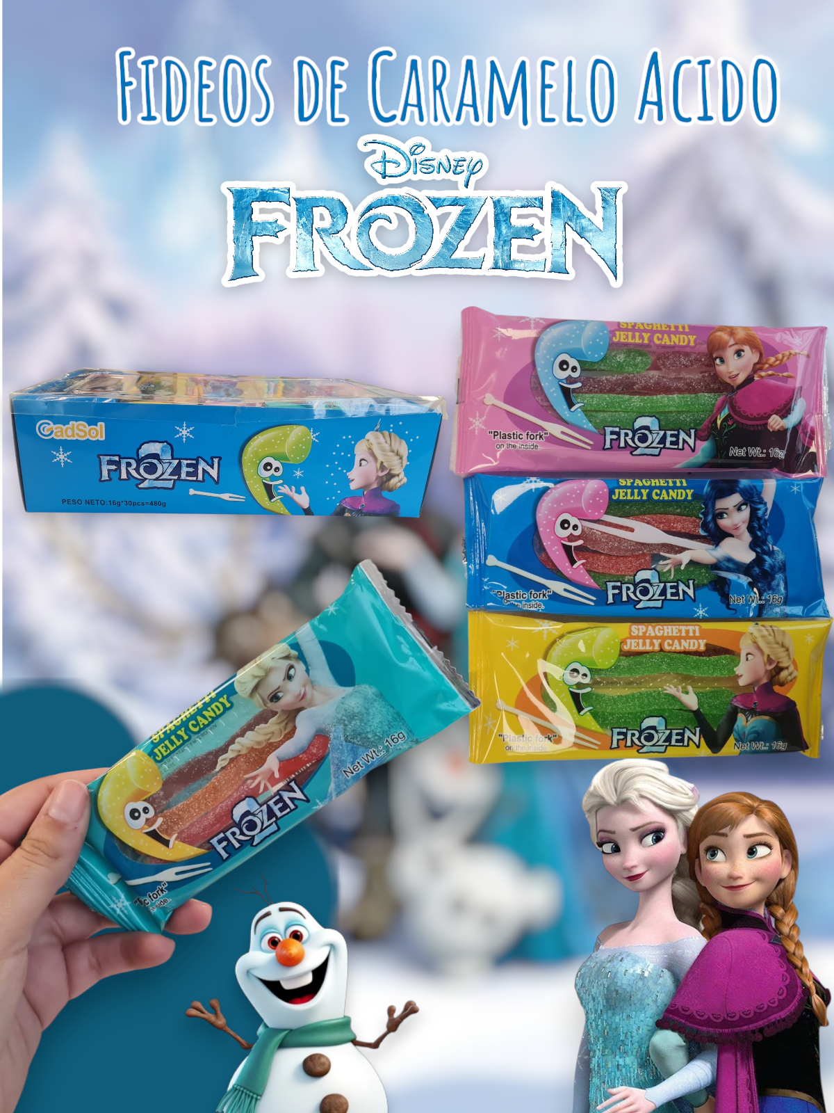 Fideos de Caramelo Acido Frozen