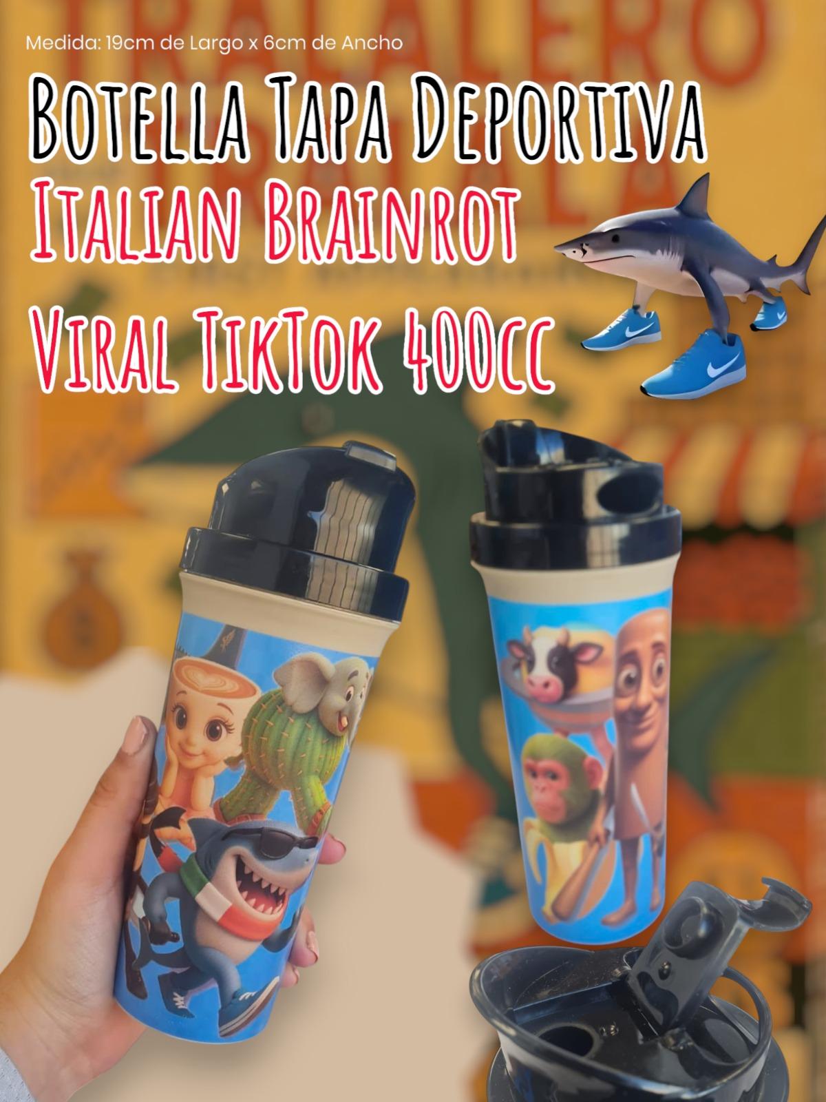 Botella Tapa Deportiva Italian Brainrot TikTok Tralalero 400cc