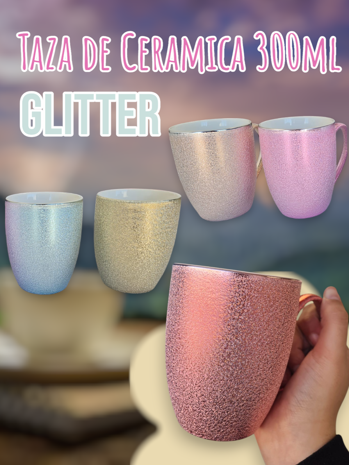 Taza de Ceramica Glitter 300ml