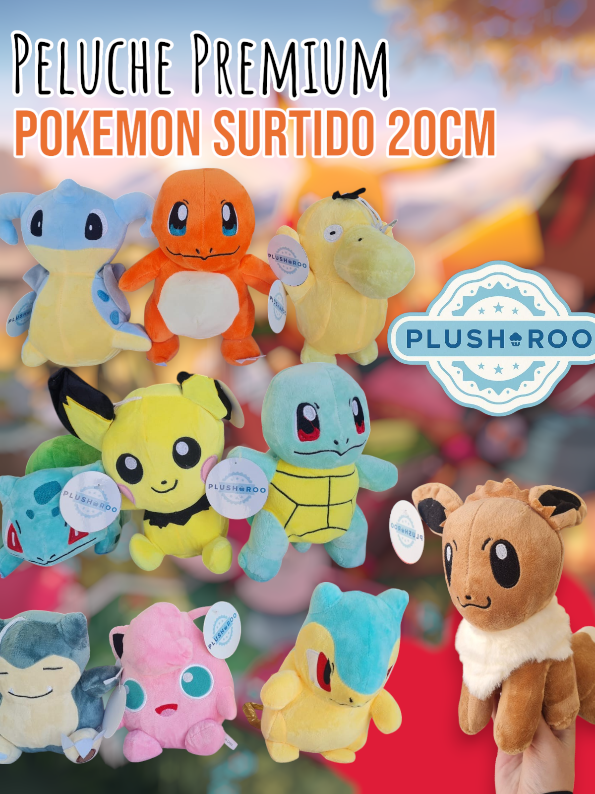 Peluche Premium PLUSHAROO Pokemon Surtido