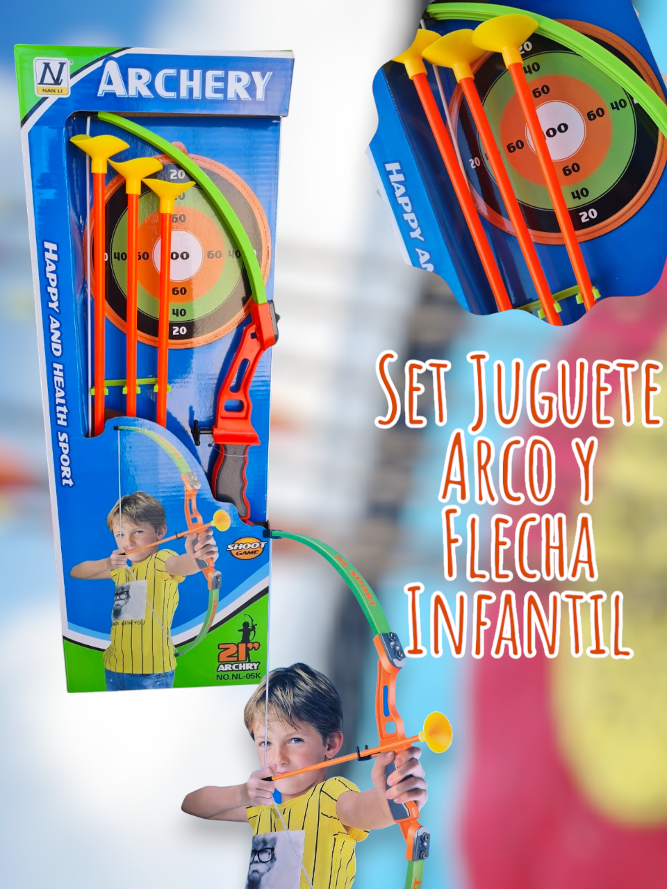 Set Juguete Arco y Flecha Infantil 