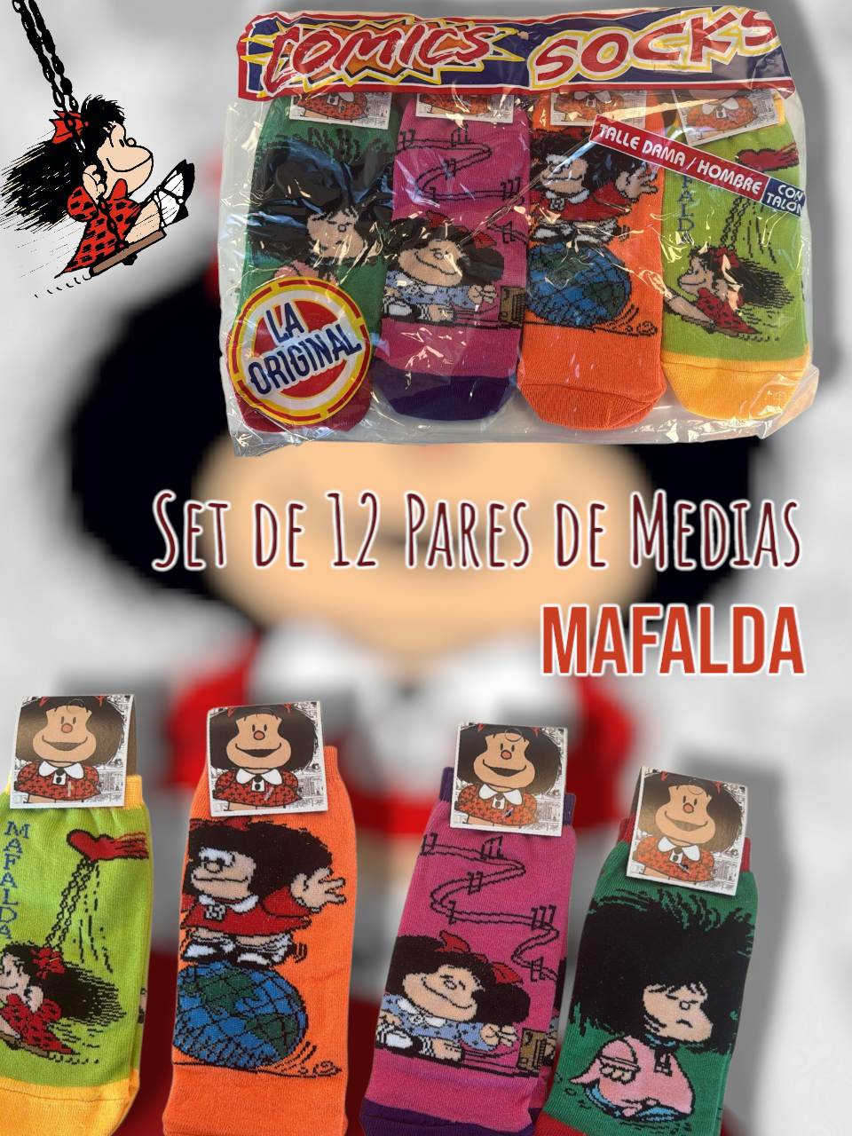 Set de 12 Pares de Medias Mafalda