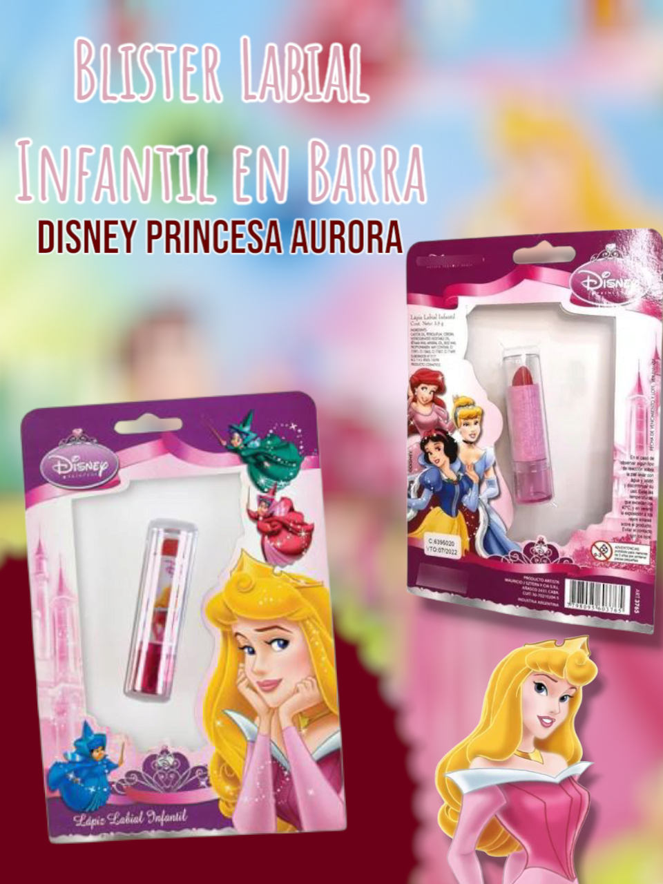 Blister Labial Infantil en Barra Disney Princesa Aurora