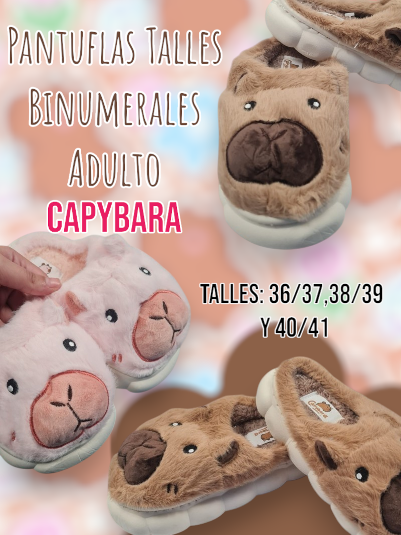 Pantuflas Capybara Talles Binumerales Adulto