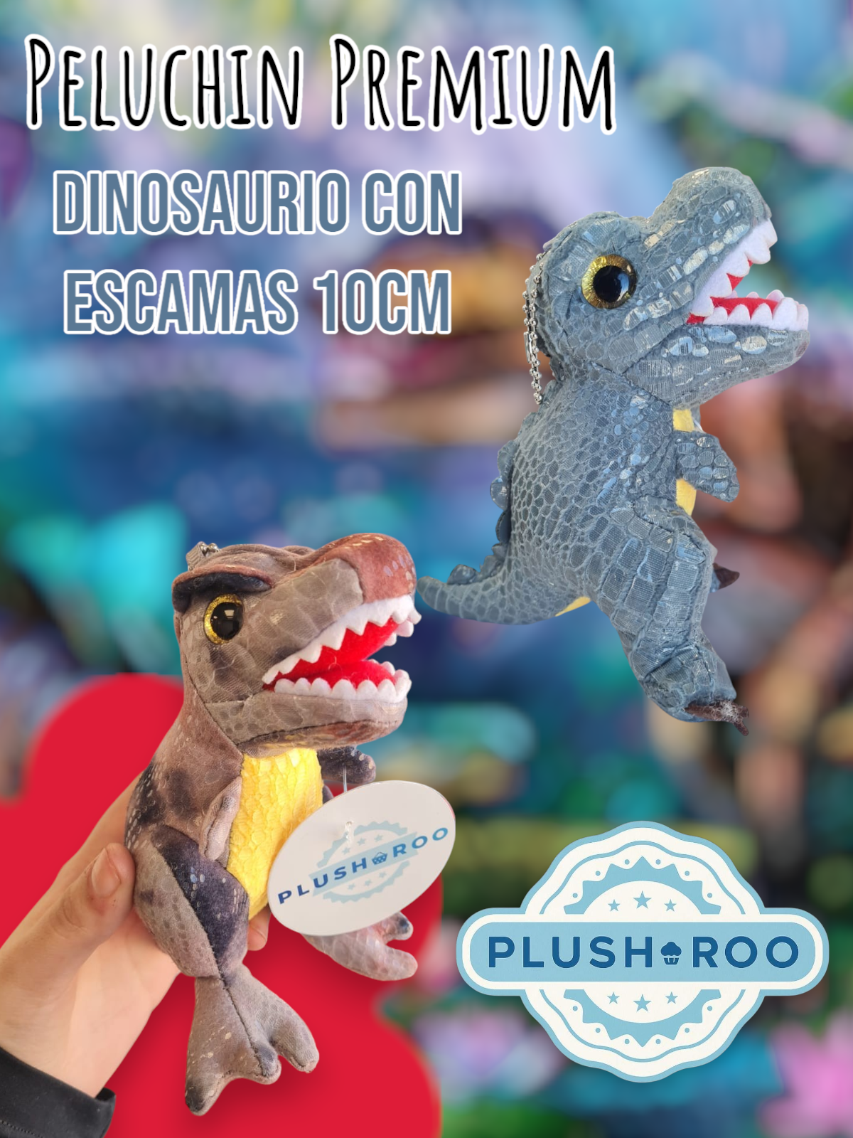 Peluchin Premium PLUSHAROO Dinosaurio Con Escamas 10cm 