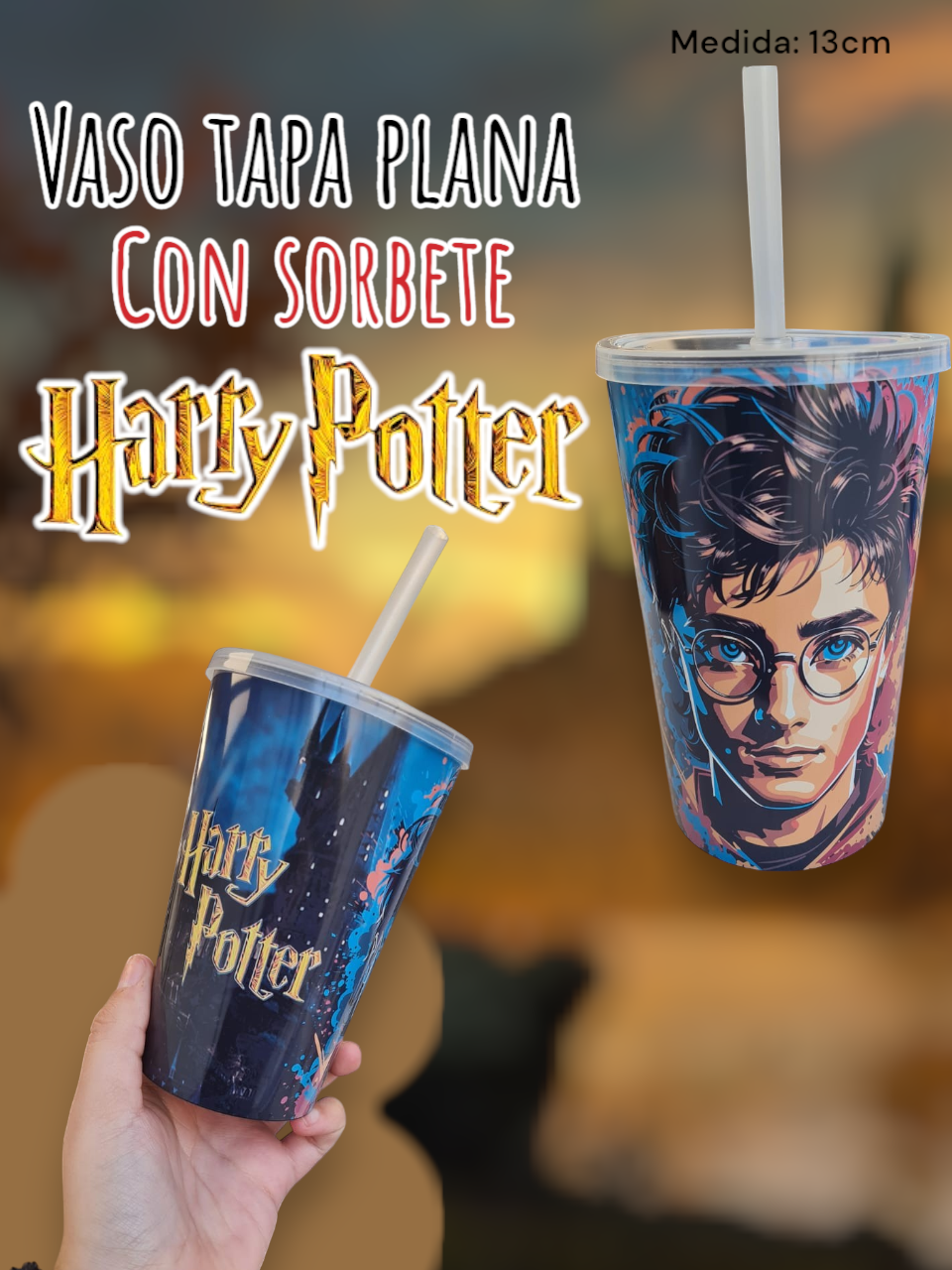 Vaso Tapa Plana Harry Potter 