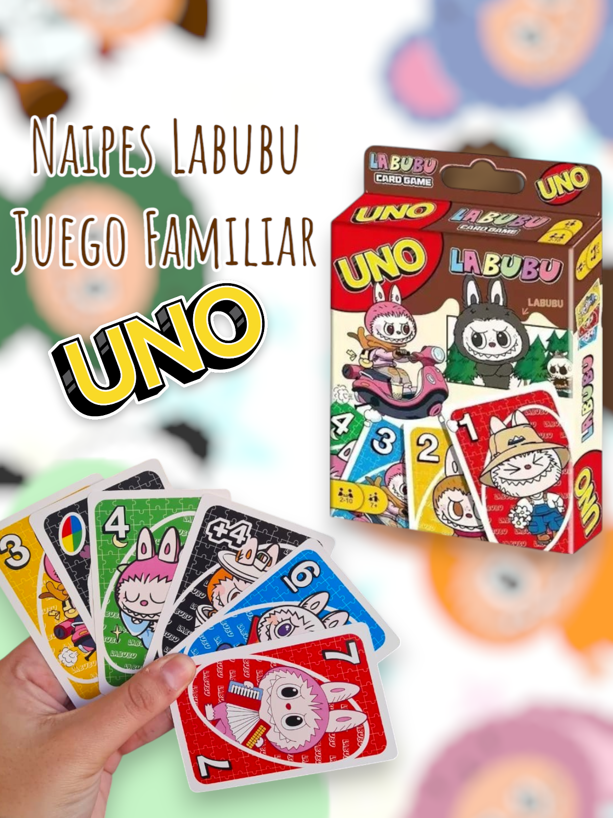 Naipes UNO Labubu Juego Familiar Importado 